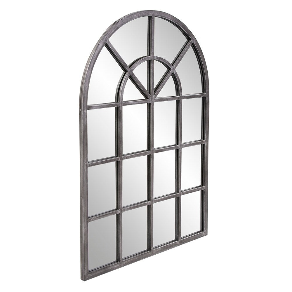 Allan Andrews Antique Silver Metal Arched Windowpane Wall Mirror - Antique Silver - 49 H x 29 W x 1 D