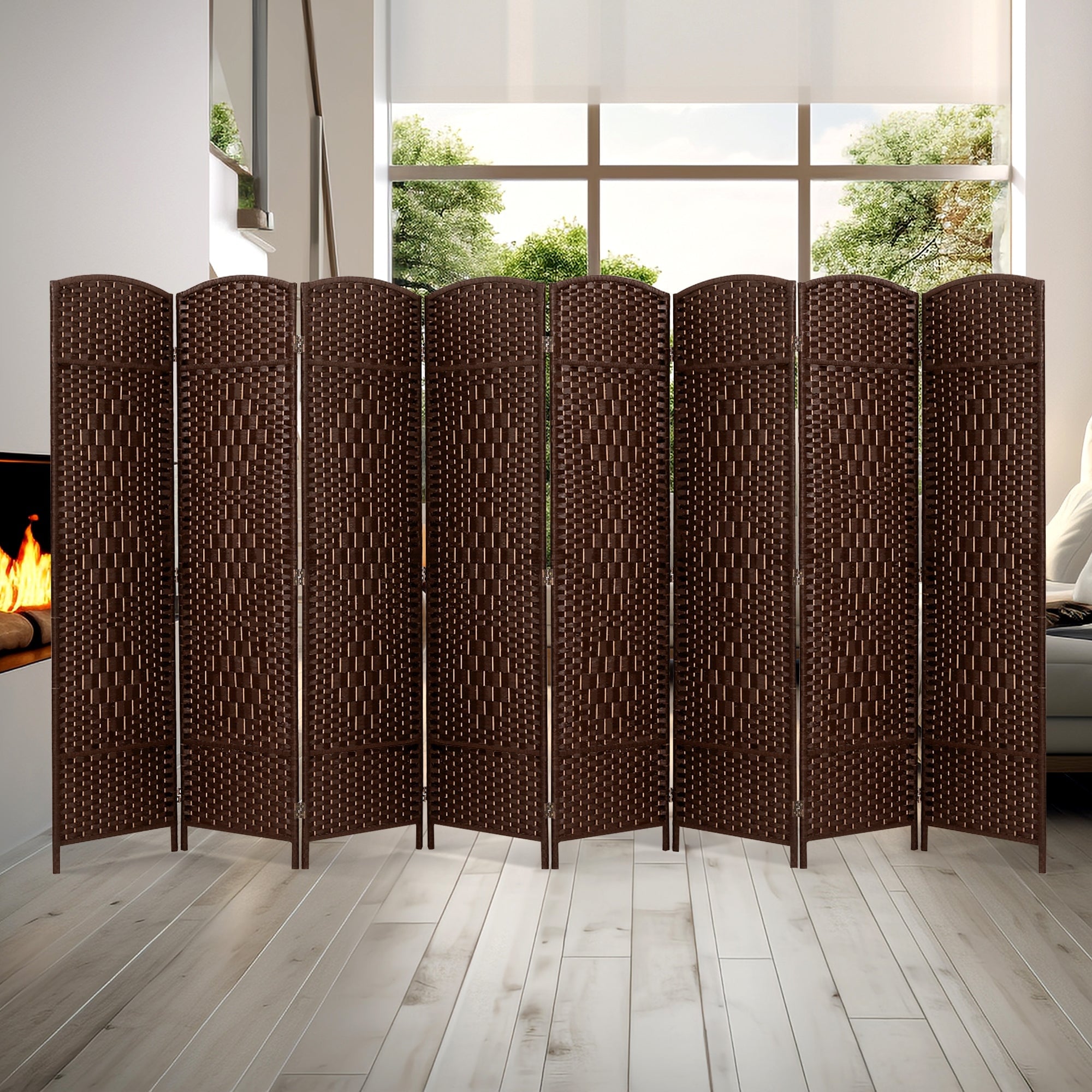 Room Divider 6 FT Tall Weave Fiber Freestanding Privacy Screen Folding Screen