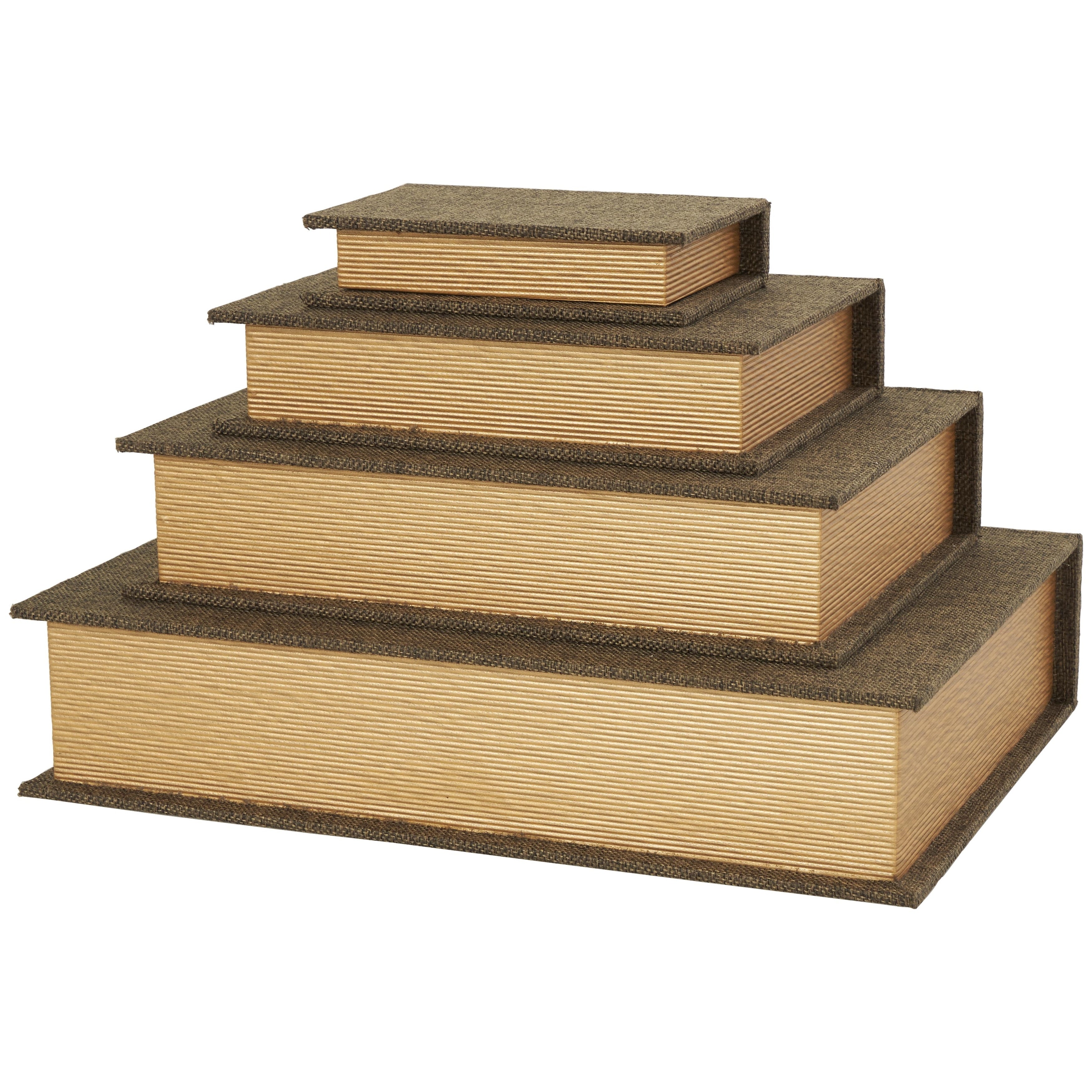Linen Leather or Wooden Fabric Storage Book Decorative Box - Set of 3 or 4 Multi Colored - Roche River Decor