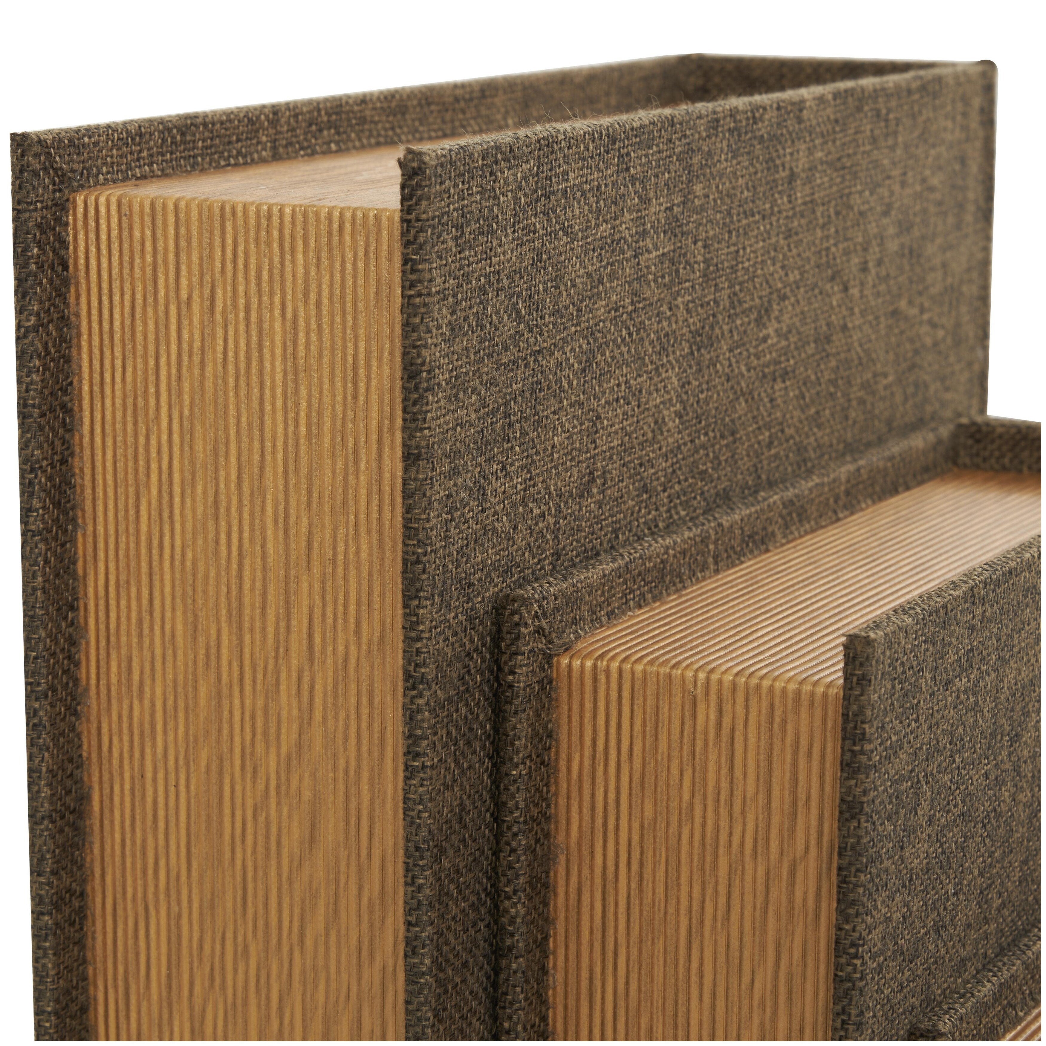Linen Leather or Wooden Fabric Storage Book Decorative Box - Set of 3 or 4 Multi Colored - Roche River Decor