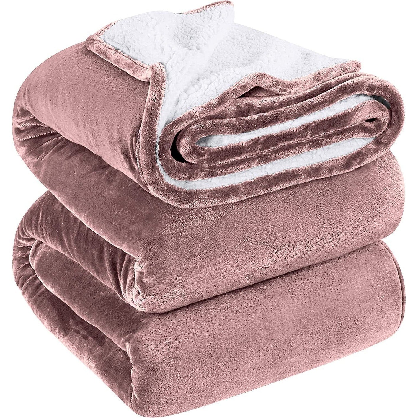 480GSM Sherpa Fleece Reversible Bed Blanket in King Size