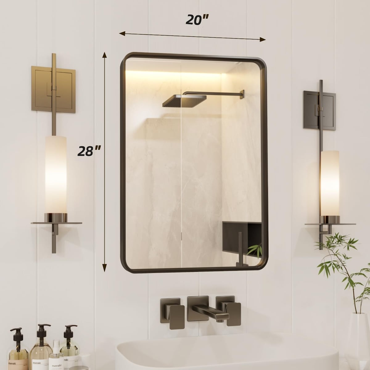 Black Metal Framed Bathroom Mirror