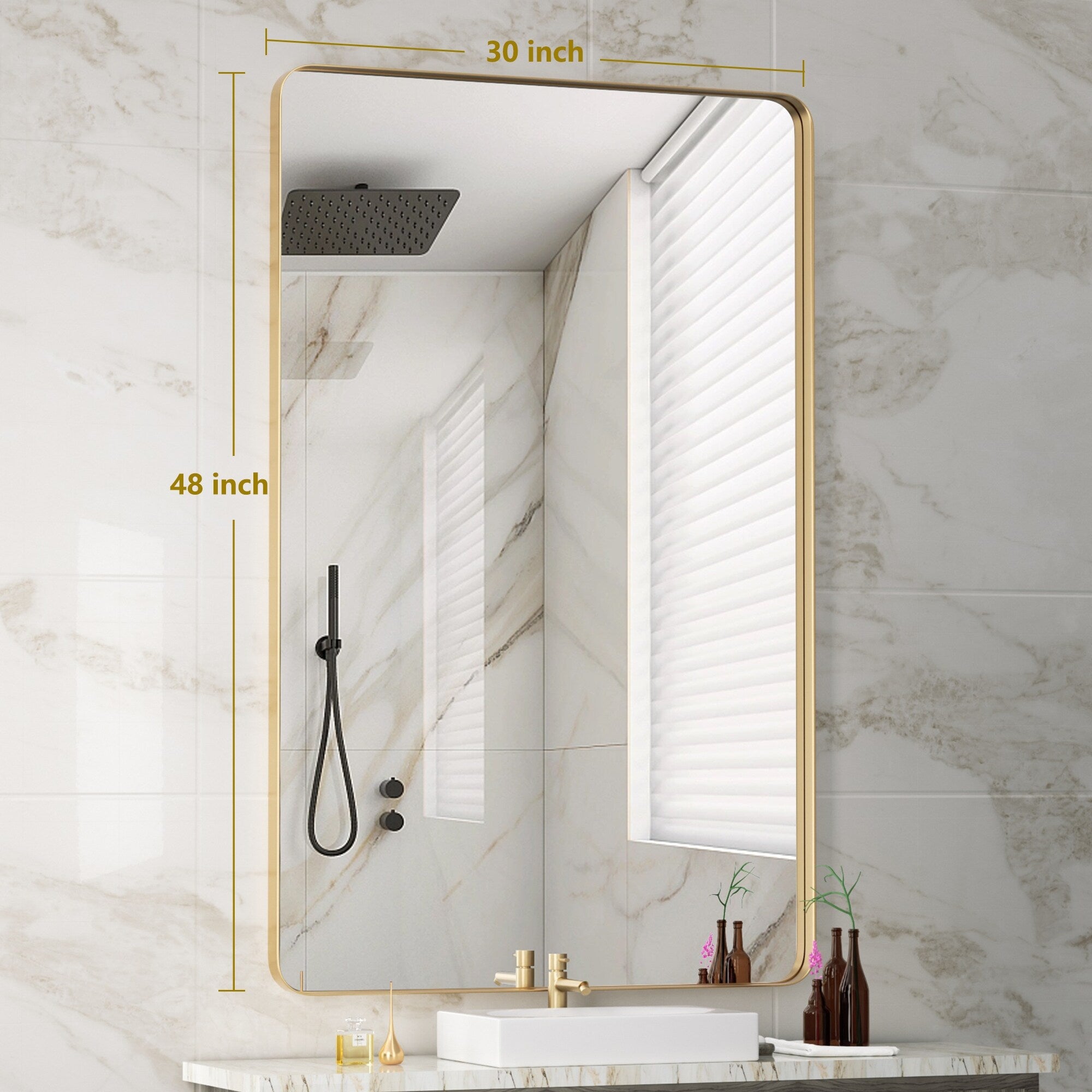 Stainless Steel Rectangular Mirror, Bathroom Mirror, Dressing Mirror, Wall Mirror, Decorative Mirror