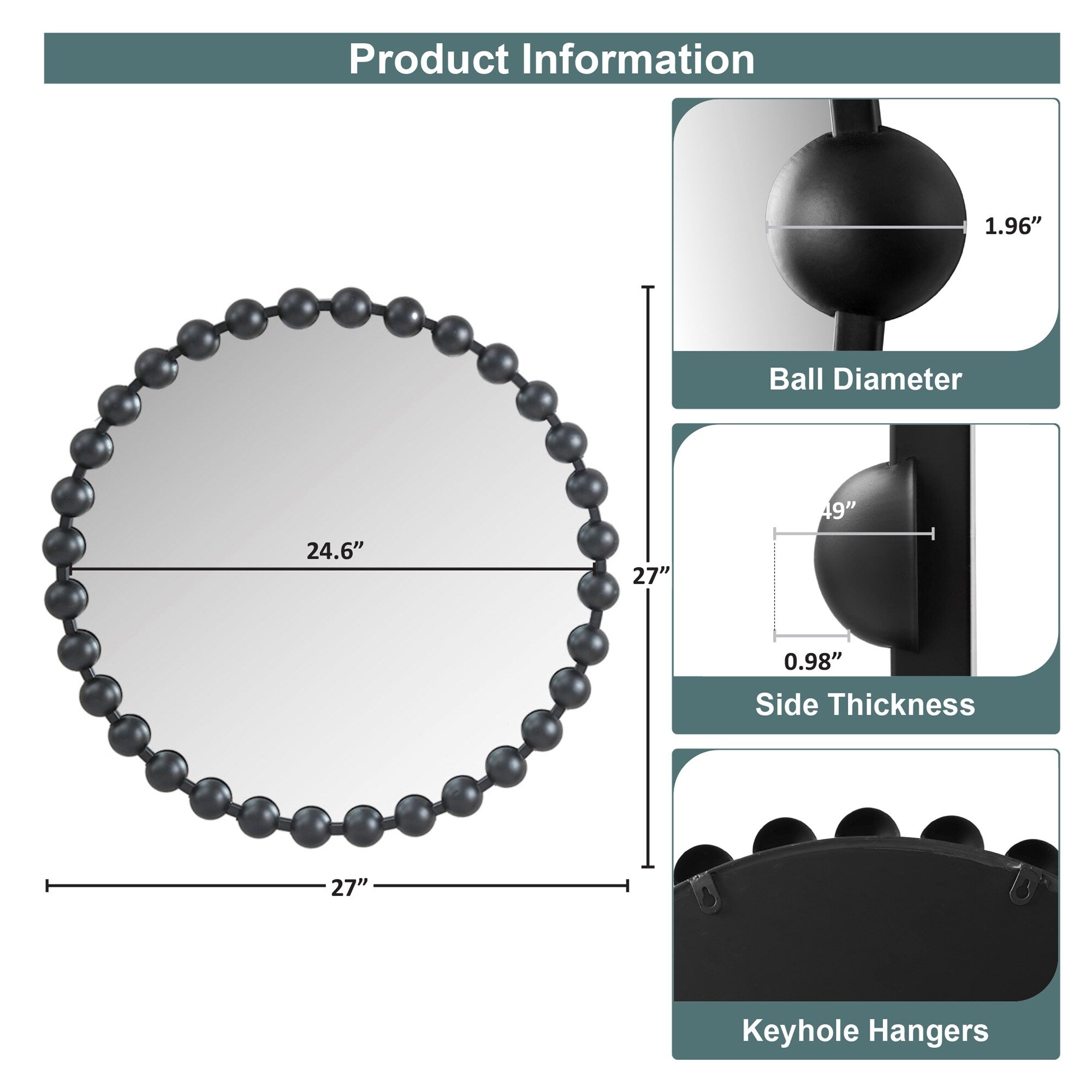 Madison Park Signature Marlowe Beaded Round Wall Mirror