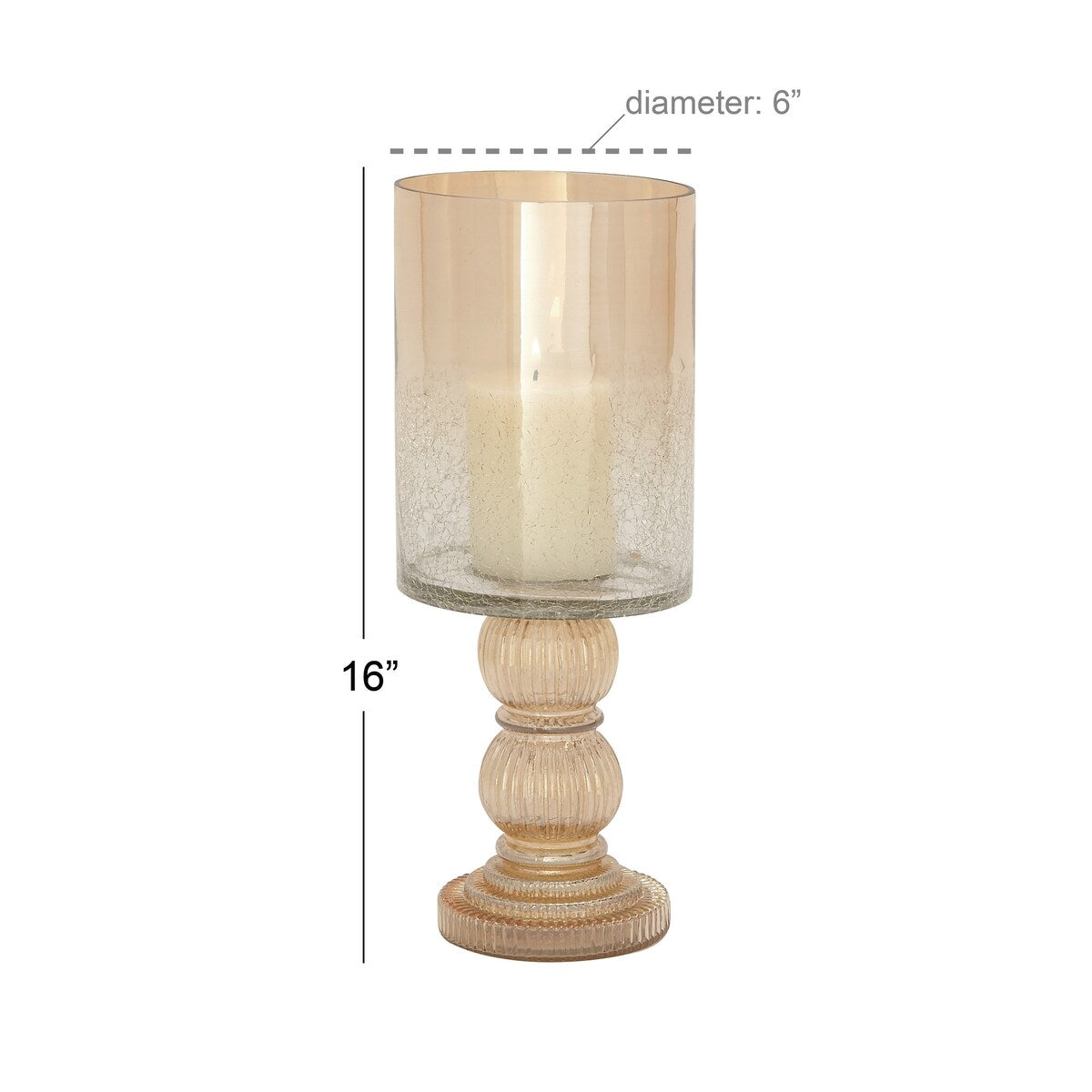 Glass Handmade Turned Style Pillar Hurricane Lamp with Smoked Glass Finish - Brass, Black, Gold, Brown - Roche River Decor