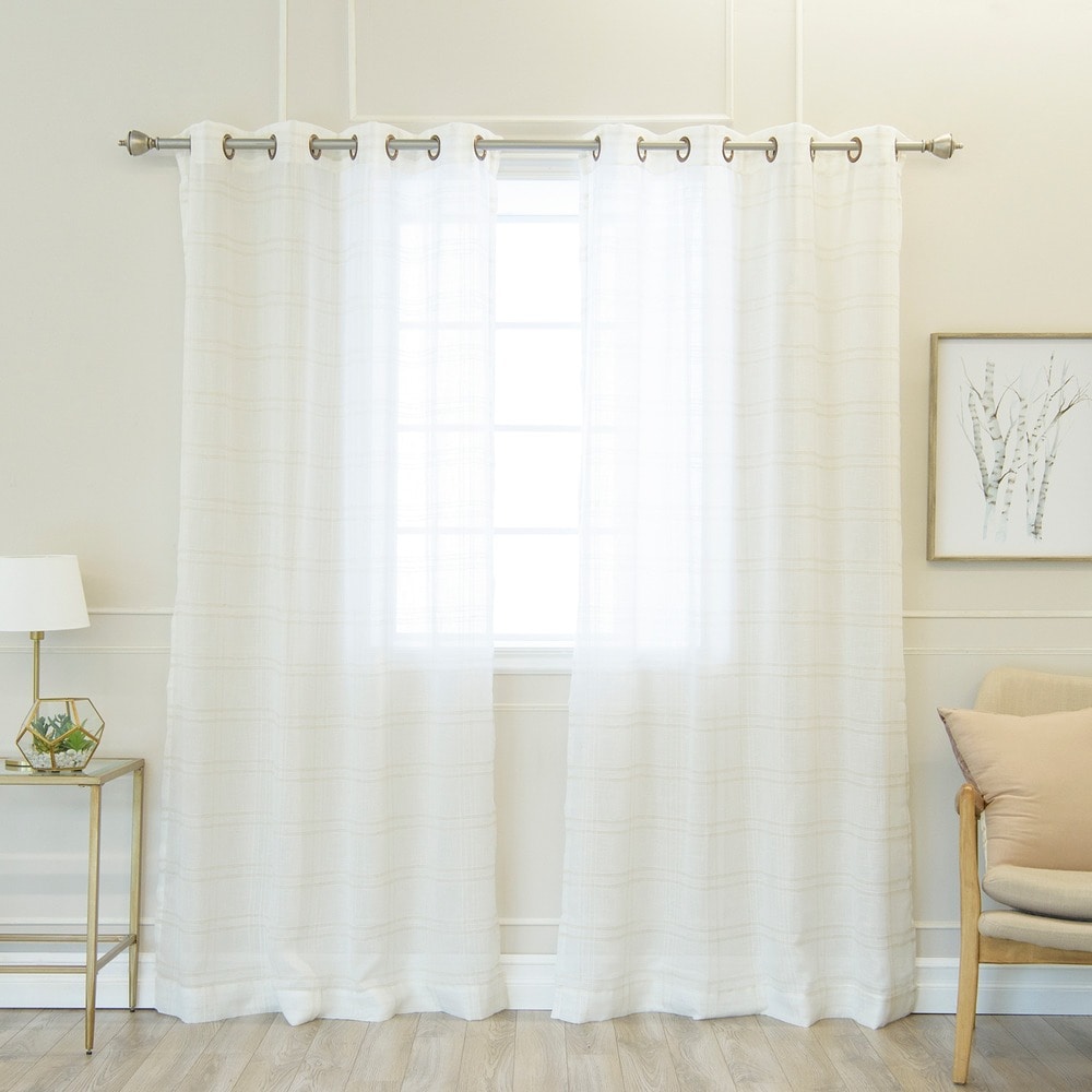 Aurora Home Faux Linen Grommet 84-inch Curtain Panel Pair - 50 x 84 - 50 x 84