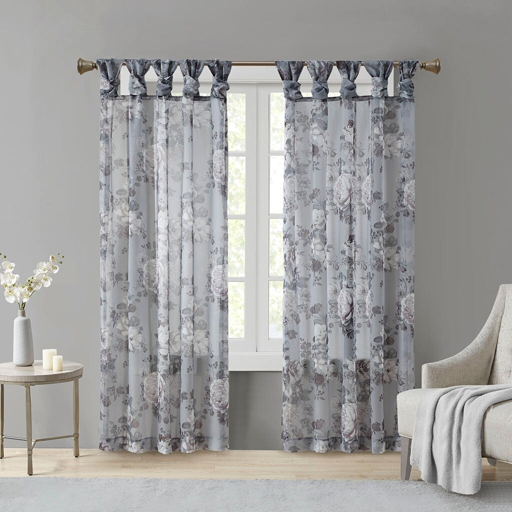 Rod Pocket and Back Tab Voile Sheer Curtain