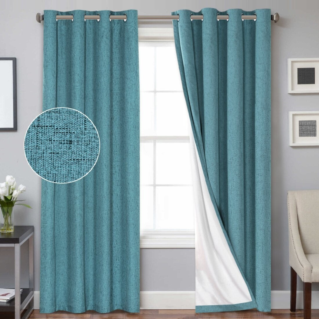 PrimeBeau Thermal Insulated Blackout Curtains w/Waterproof Coating