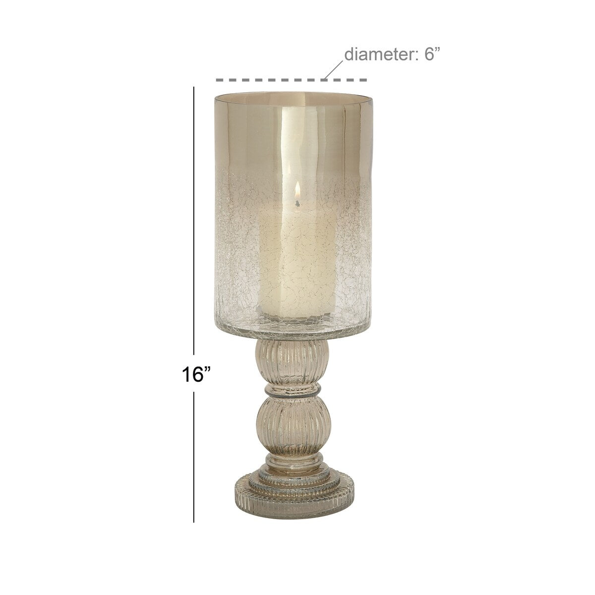 Glass Handmade Turned Style Pillar Hurricane Lamp with Smoked Glass Finish - Brass, Black, Gold, Brown - Roche River Decor