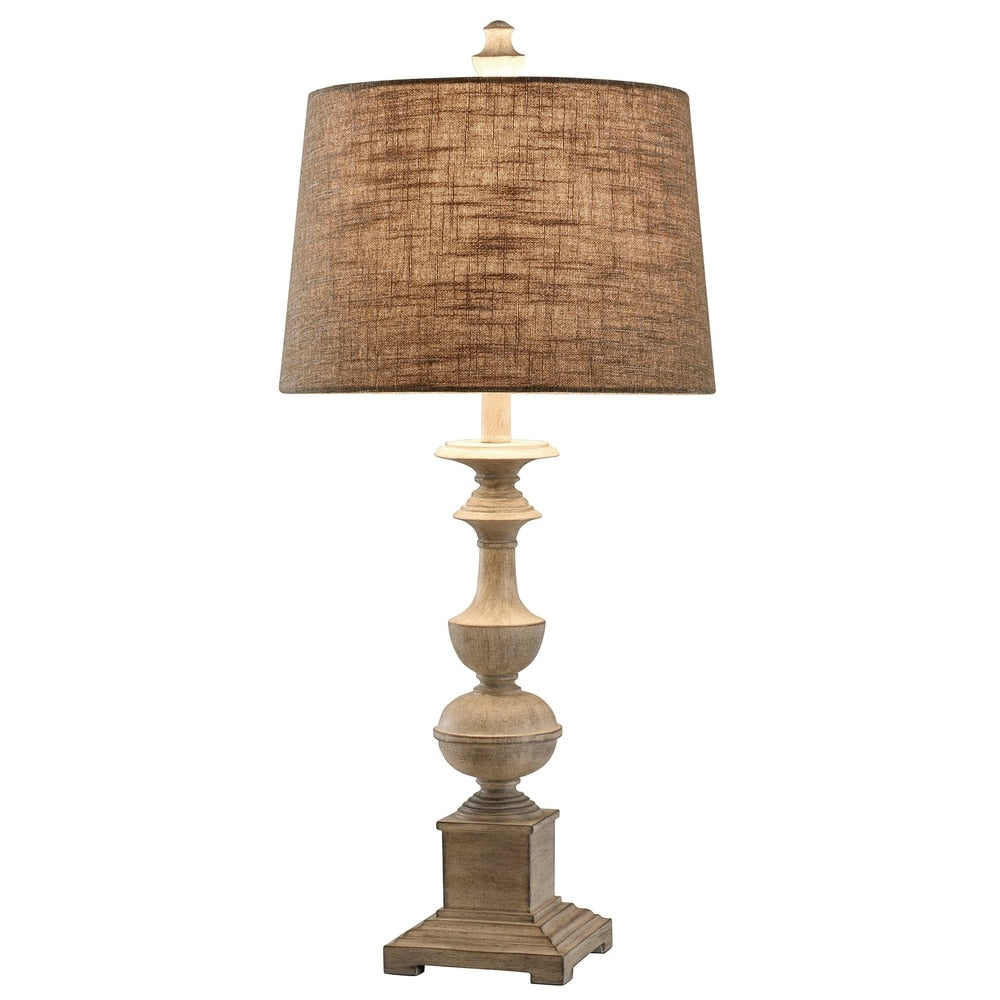 The Gray Barn Willowsun Distressed Off White Candlestick Footed Table Lamp