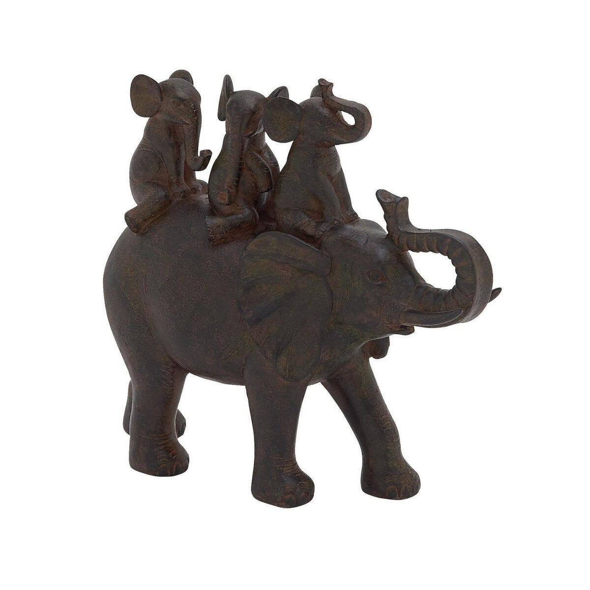 Polystone Elephant Decorative Sculpture - Brown - Roche River Decor