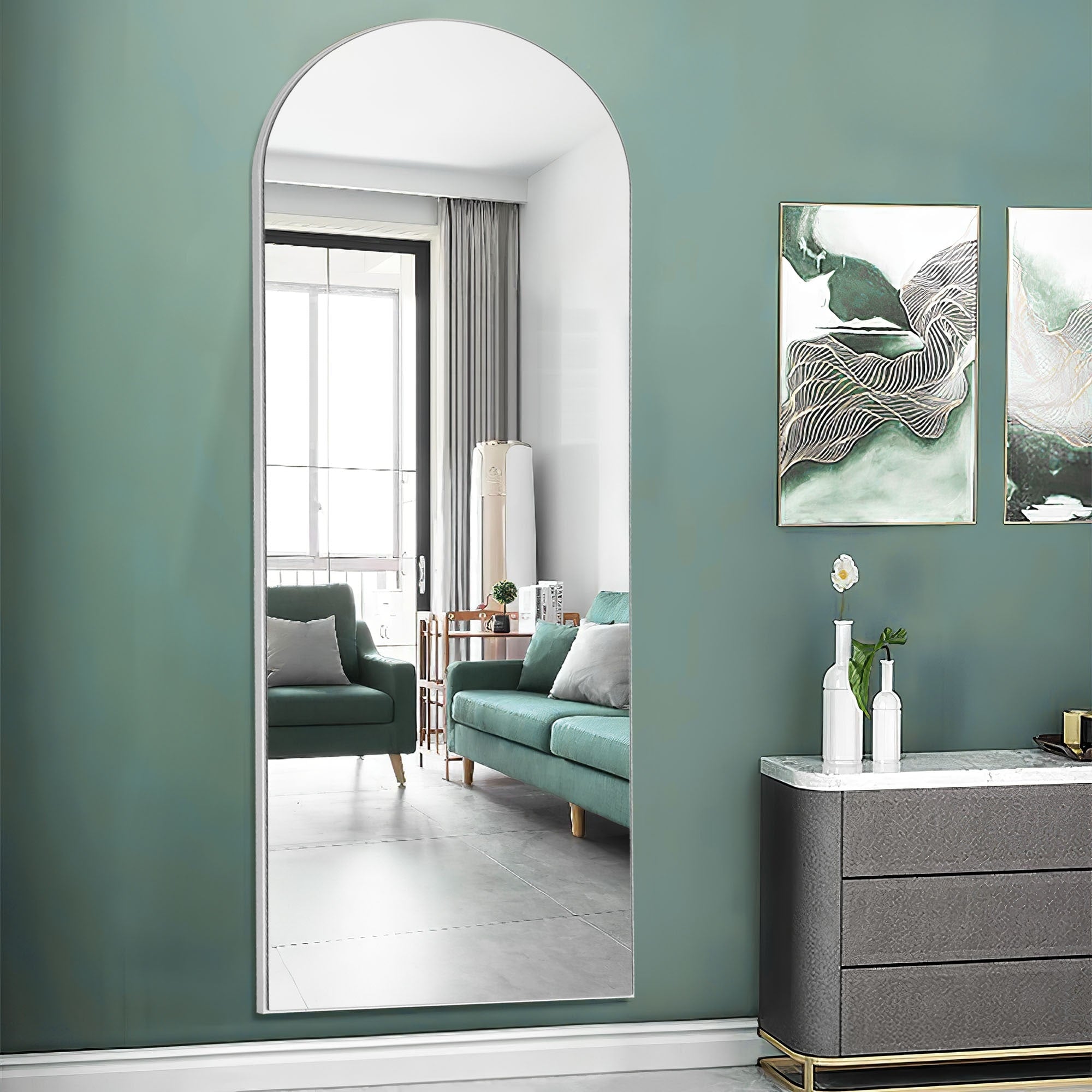 Lumioca Arched Full Length Standing Floor/ Wall Mirror