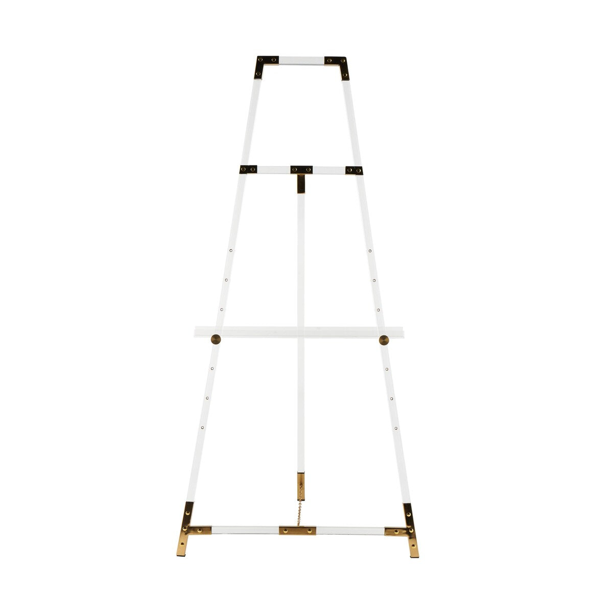 Acrylic Plastic Adjustable 7 Tier Display Easel with Silver or Gold Accents and Chain Support - Clear - Roche River Decor