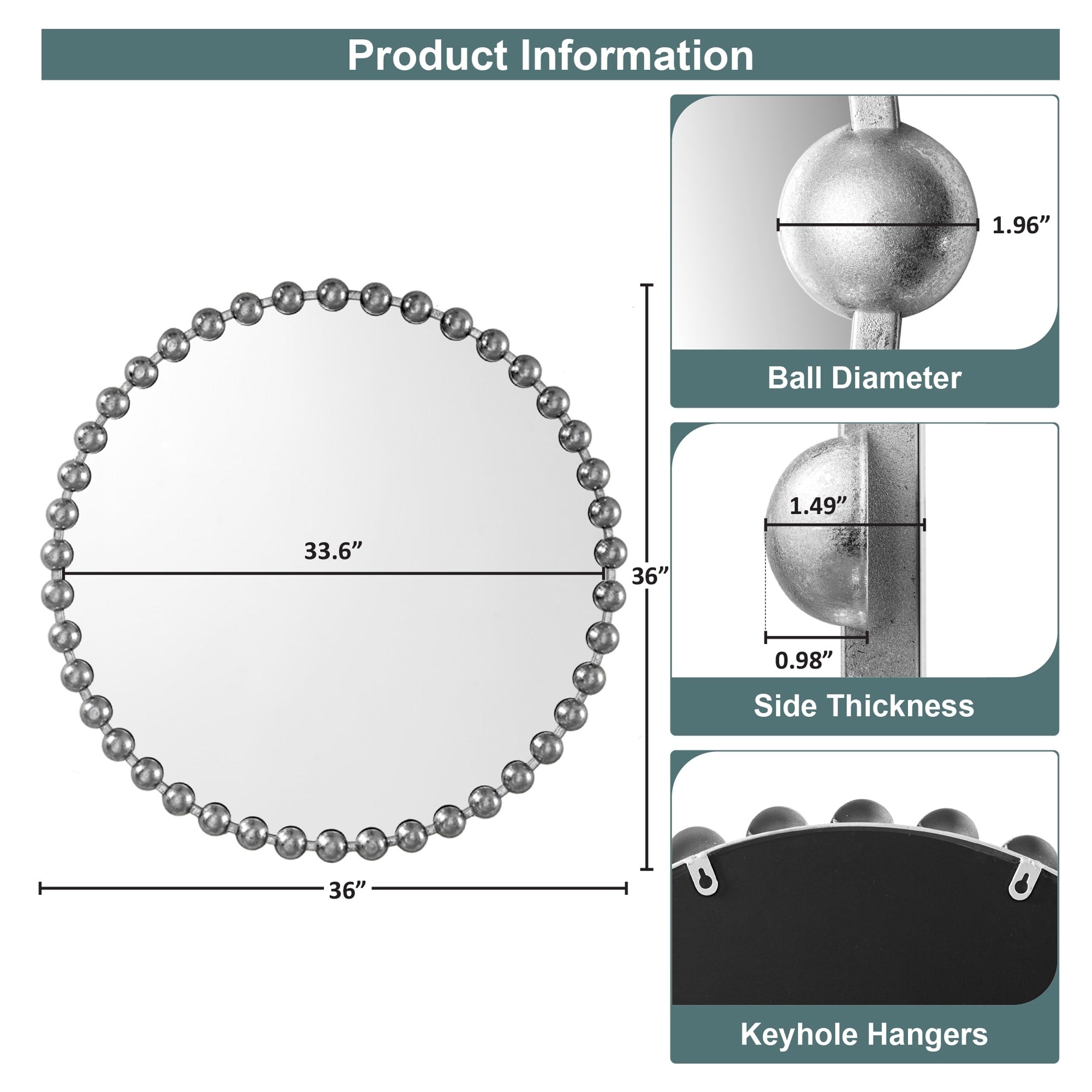 Madison Park Signature Marlowe Beaded Round Wall Mirror