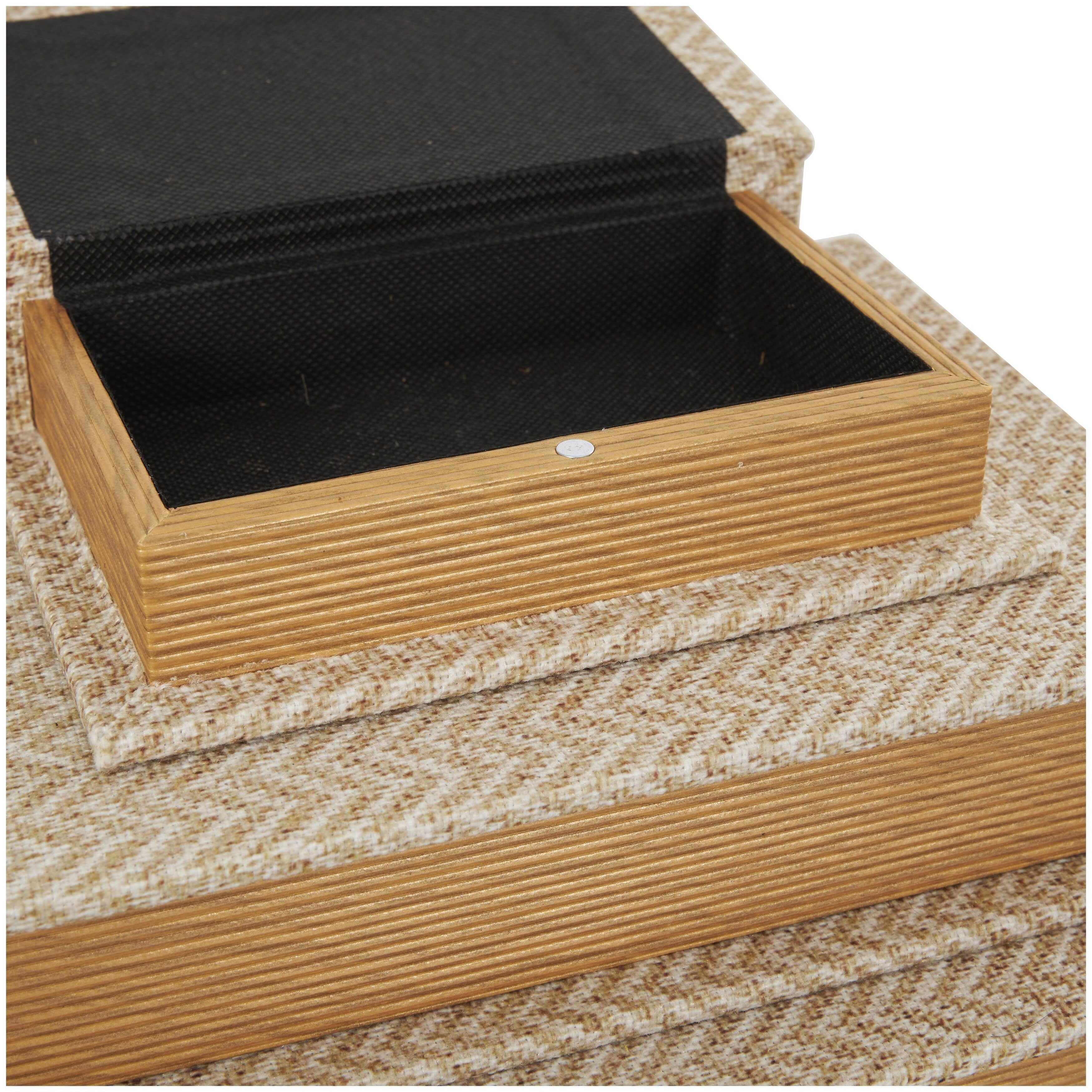 Linen Leather or Wooden Fabric Storage Book Decorative Box - Set of 3 or 4 Multi Colored - Roche River Decor