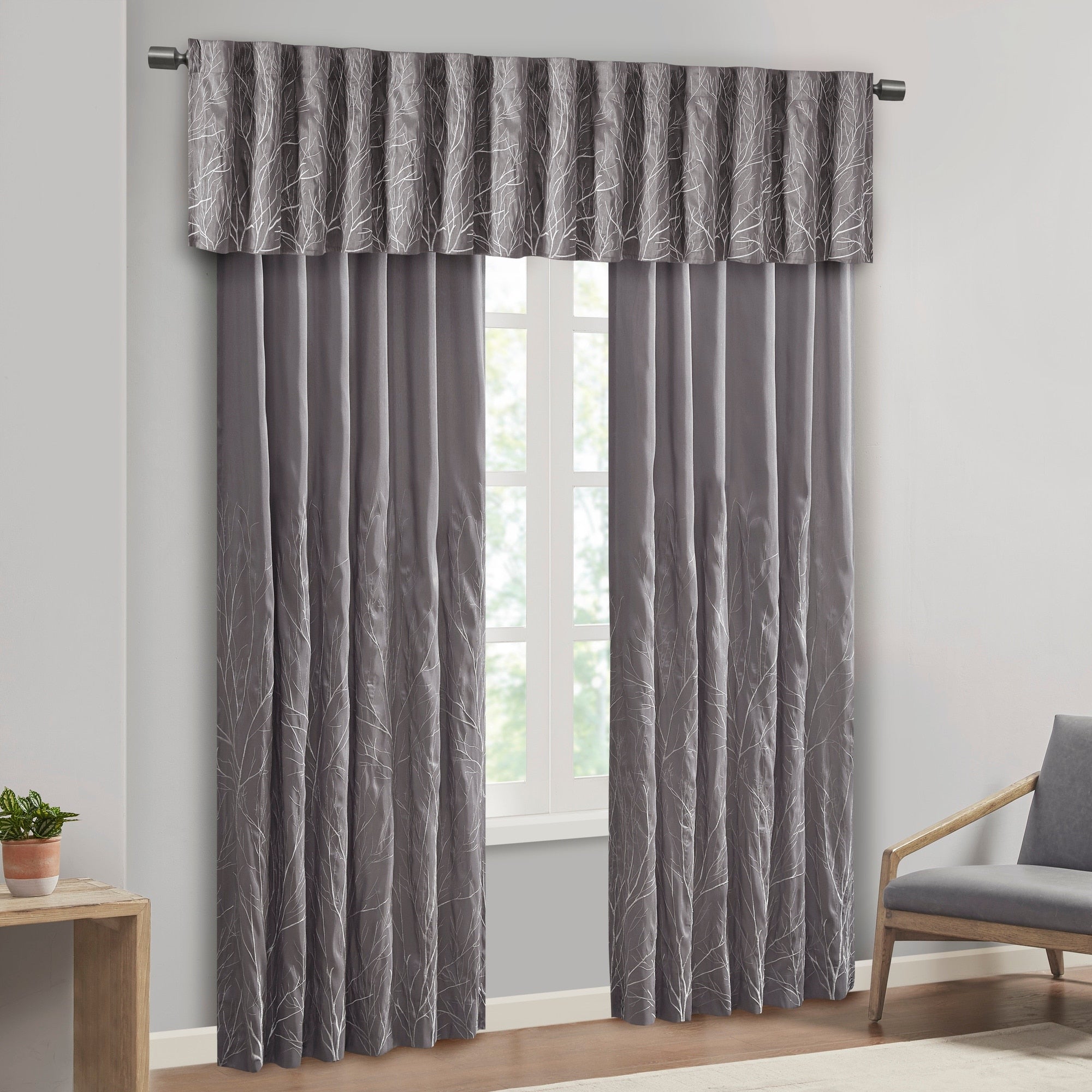 Madison Park Eliza Faux Silk Embroidered Window Valance - 50 x 18