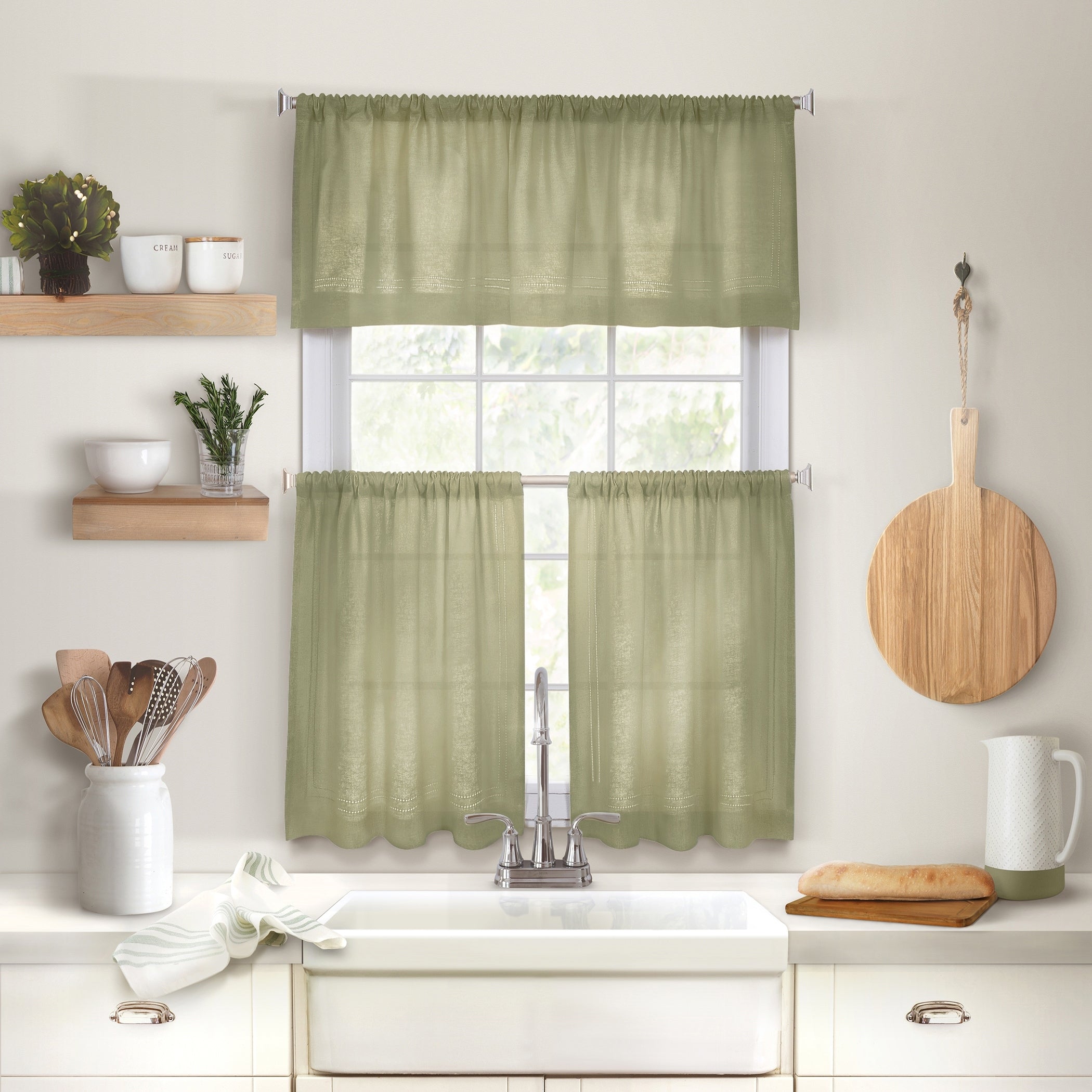 Elrene Cameron Rod Pocket Kitchen Curtain Tier Set of Two