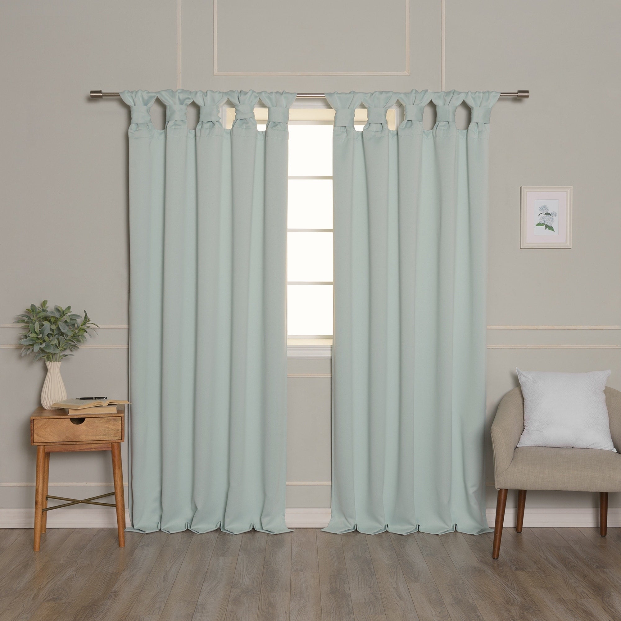 Aurora Home Thermal Insulated Blackout Knotted Tab Curtains