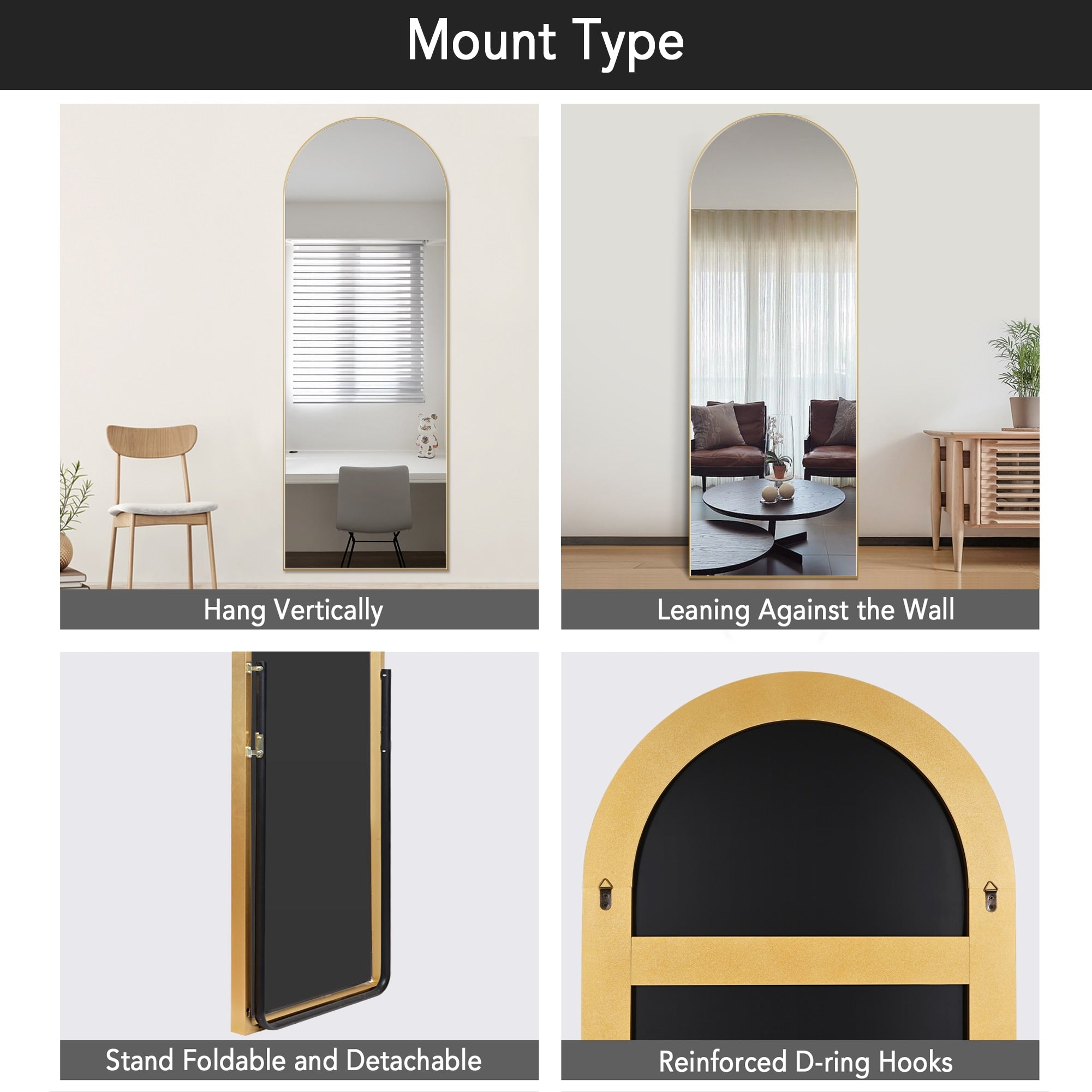 Lumioca Arched Full Length Standing Floor/ Wall Mirror