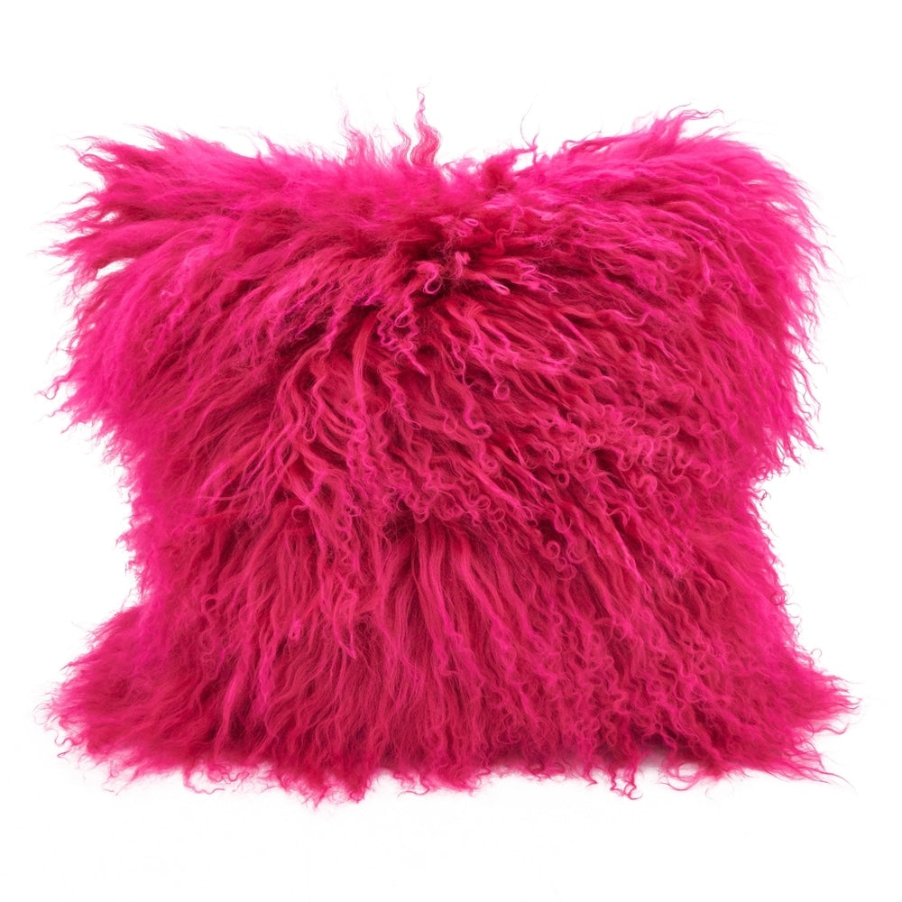 Wool Mongolian Lamb Fur Decorative Throw Pillow