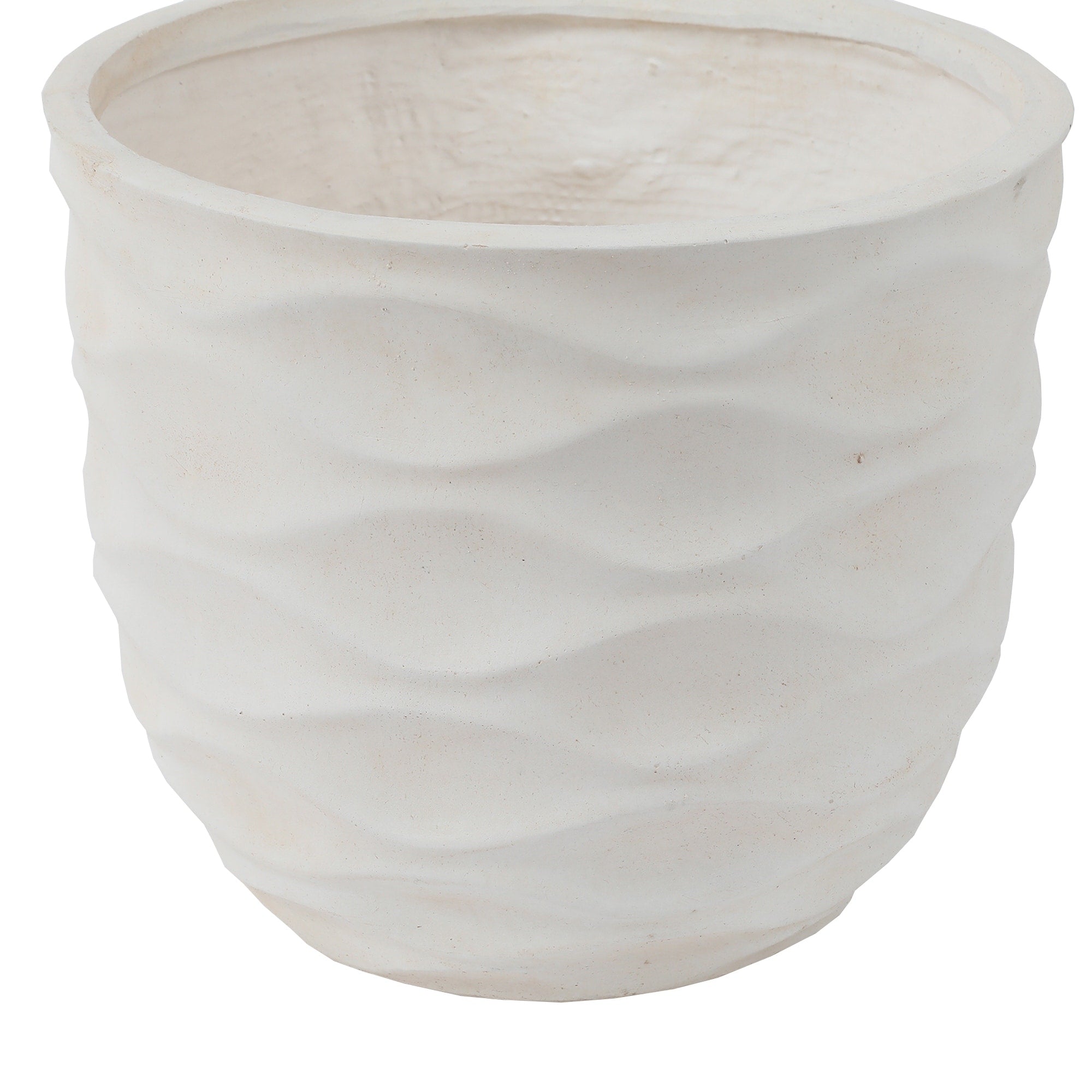 Kayu 2-piece Wavy Design White MgO Planters by Havenside Home