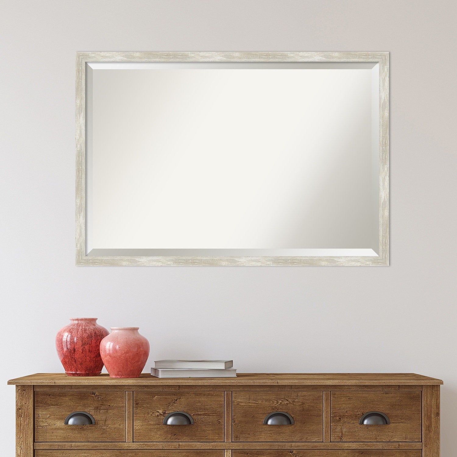 Beveled Bathroom Wall Mirror - Crackled Metallic Frame