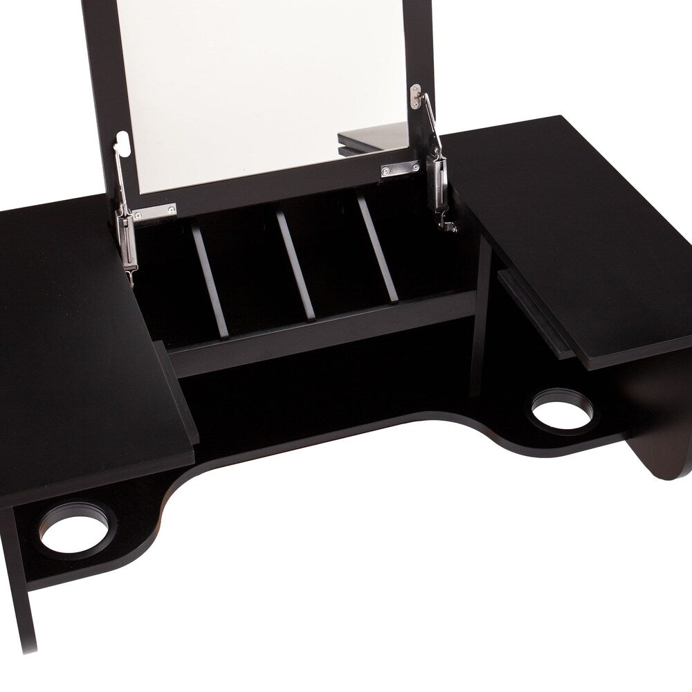 SEI Furniture Black Wall Mounted ledge with Vanity Mirror