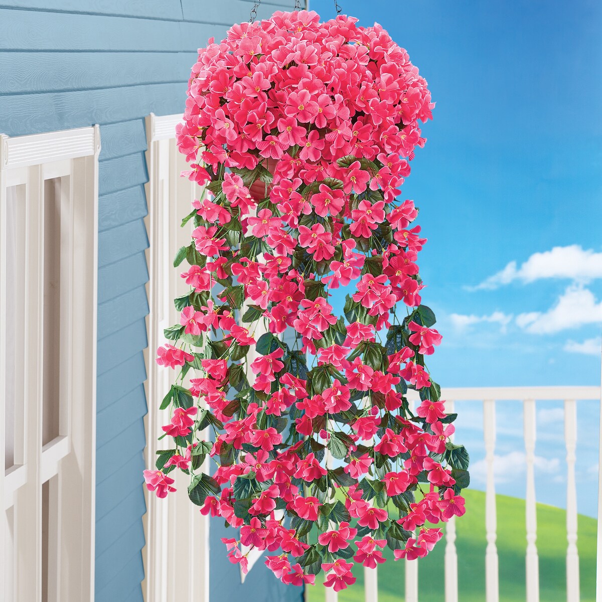 Artificial Floral Hanging Bushes - Set of 2