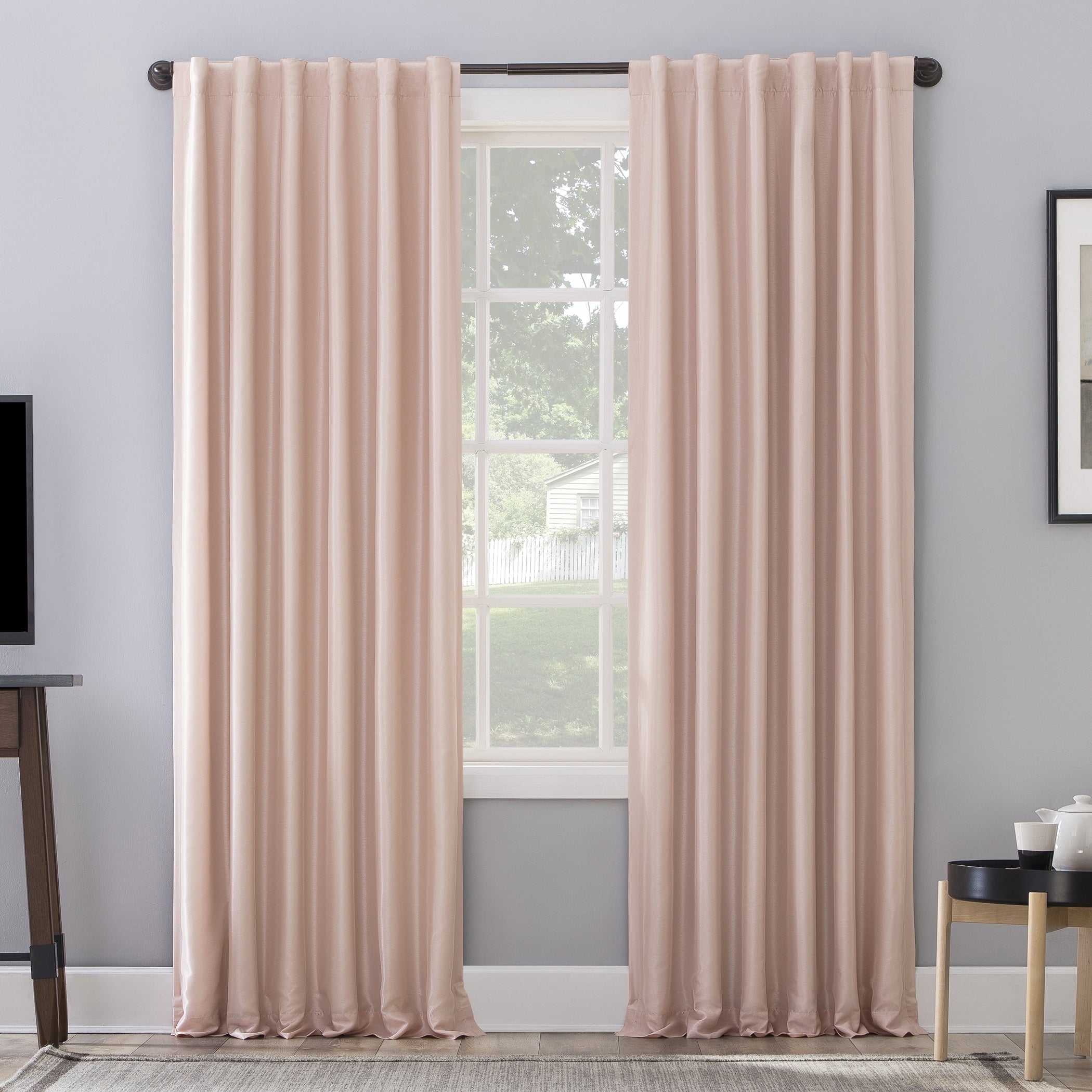 Sun Zero Evelina Faux Dupioni Silk Thermal Extreme Total Blackout Back Tab Curtain Panel, Single Panel