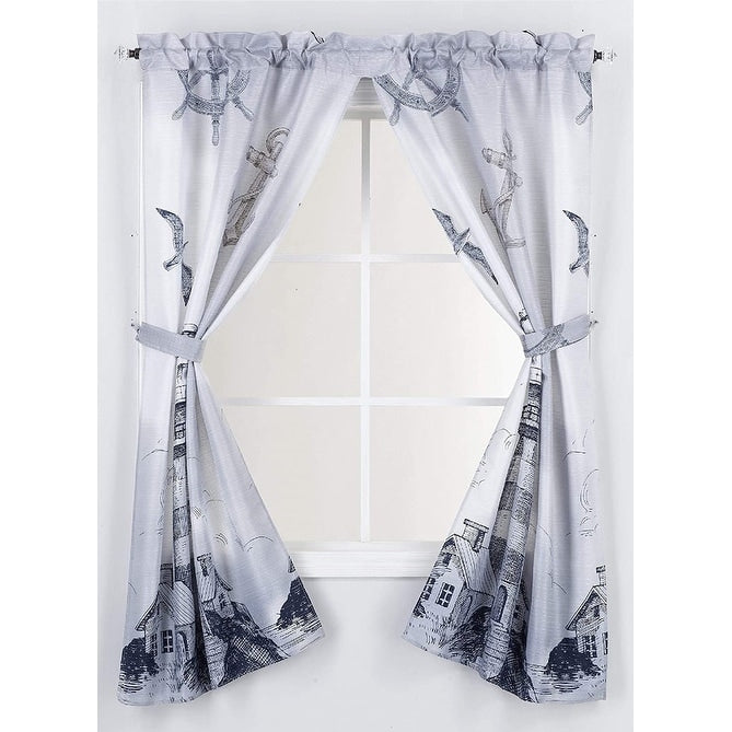 Printed Canvas Bathroom Window Curtains 54x58