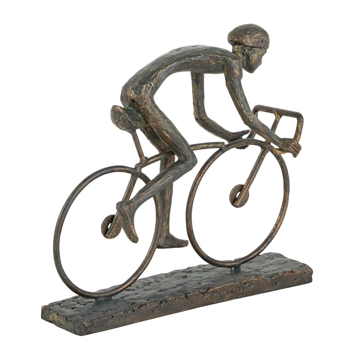 Polystone People Decorative Sculpture with Bike - Bronze - Roche River Decor