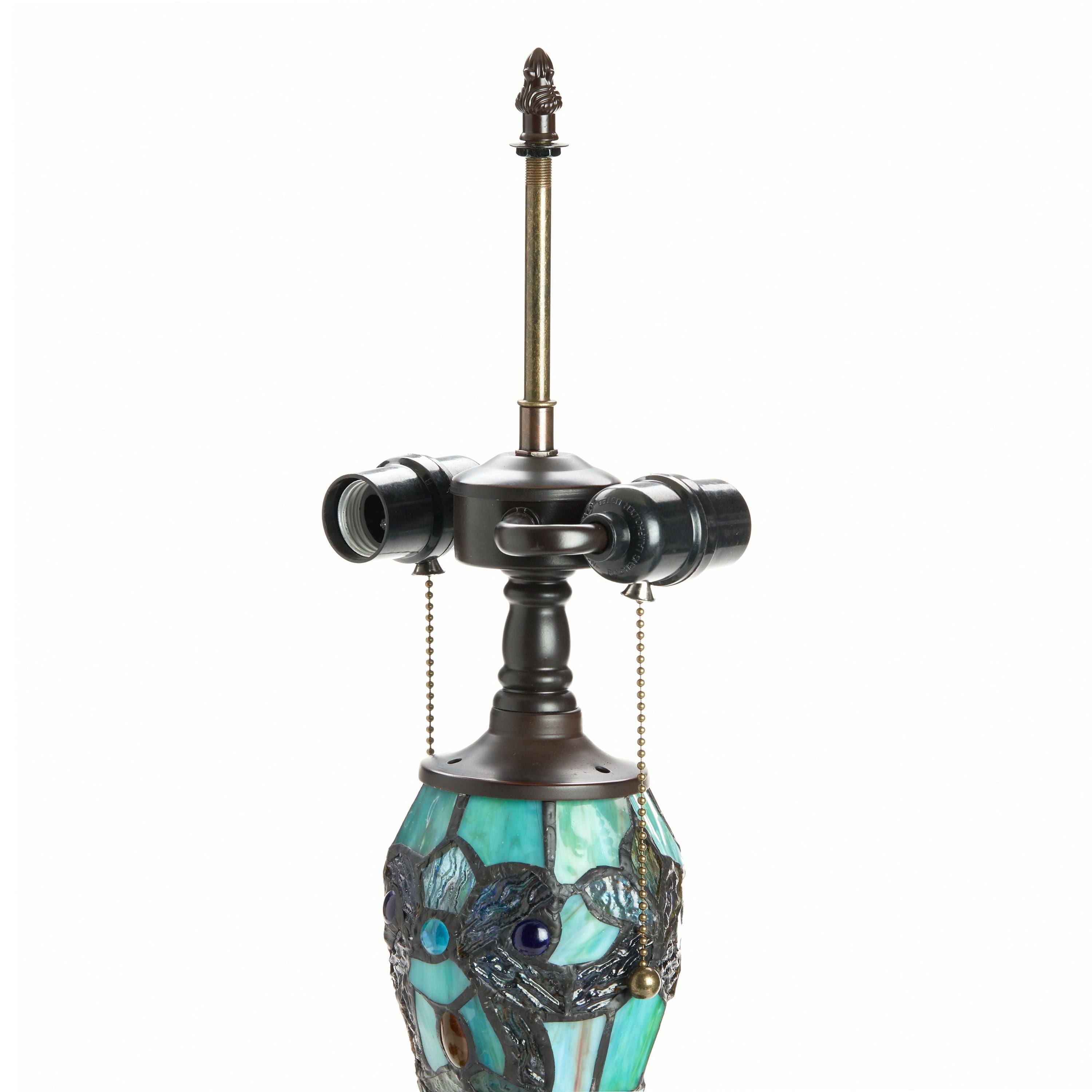 Gracewood Hollow Khelladi 20H Stained Glass Multicolored Magna Carta Table Lamp - 14L x 14W x 20H