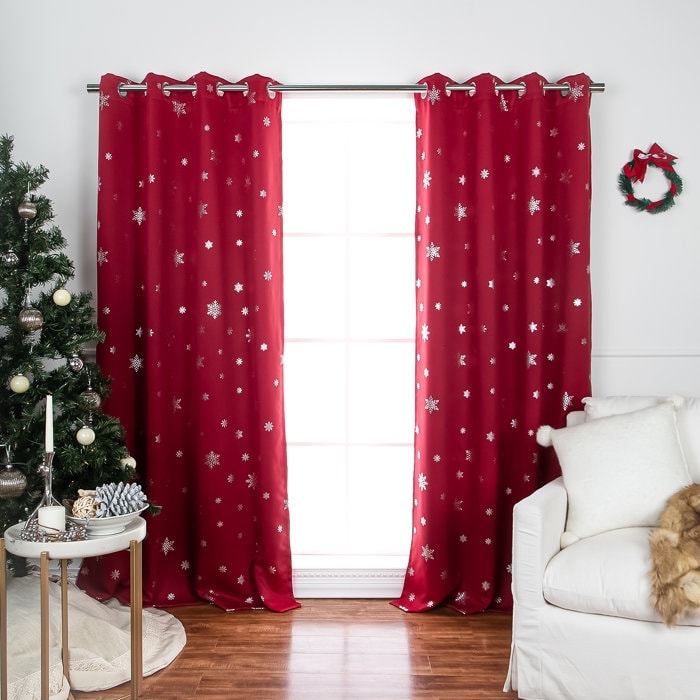 Aurora Home Silver Foil Snowflake Thermal Insulated Blackout Curtains