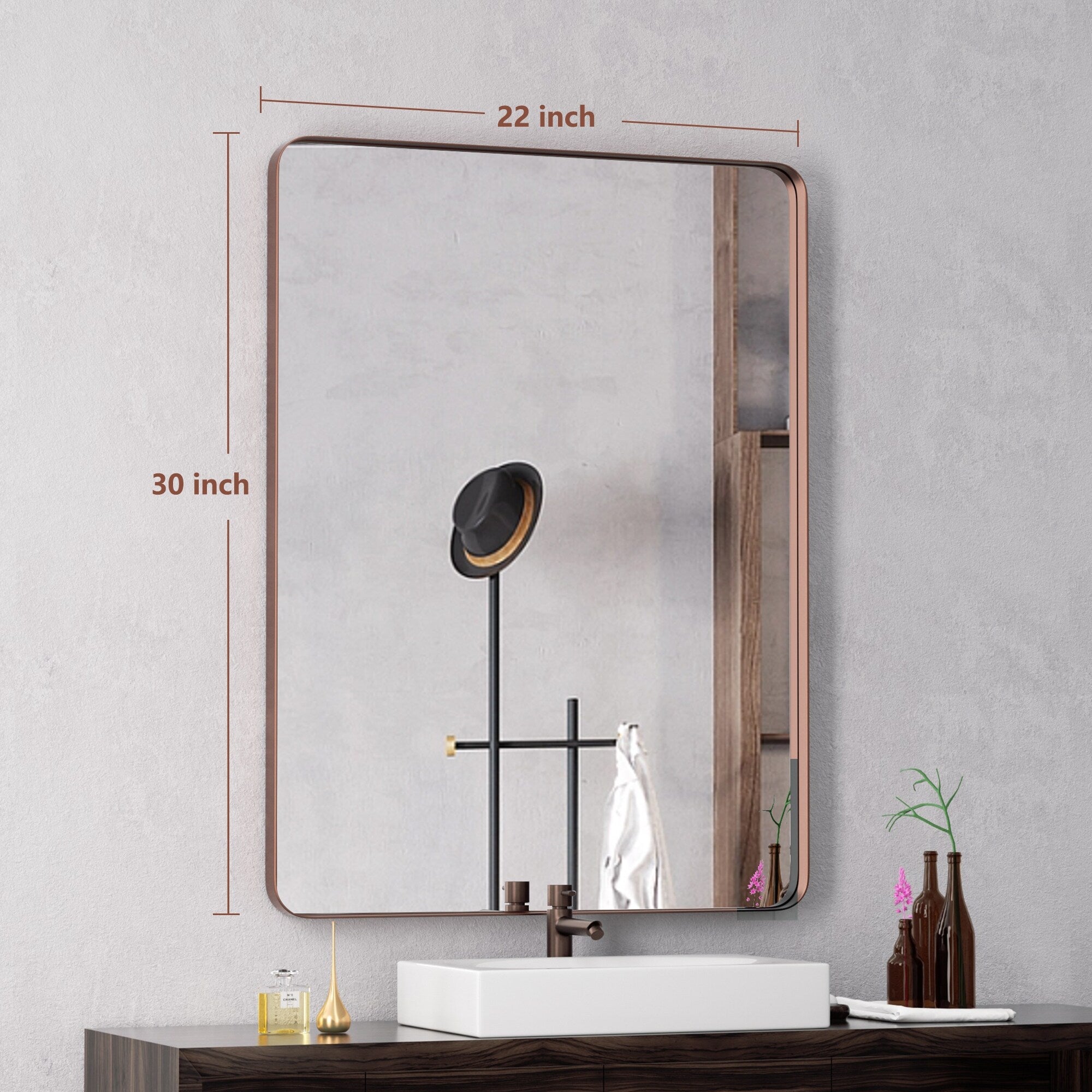 Stainless Steel Rectangular Mirror, Bathroom Mirror, Dressing Mirror, Wall Mirror, Decorative Mirror