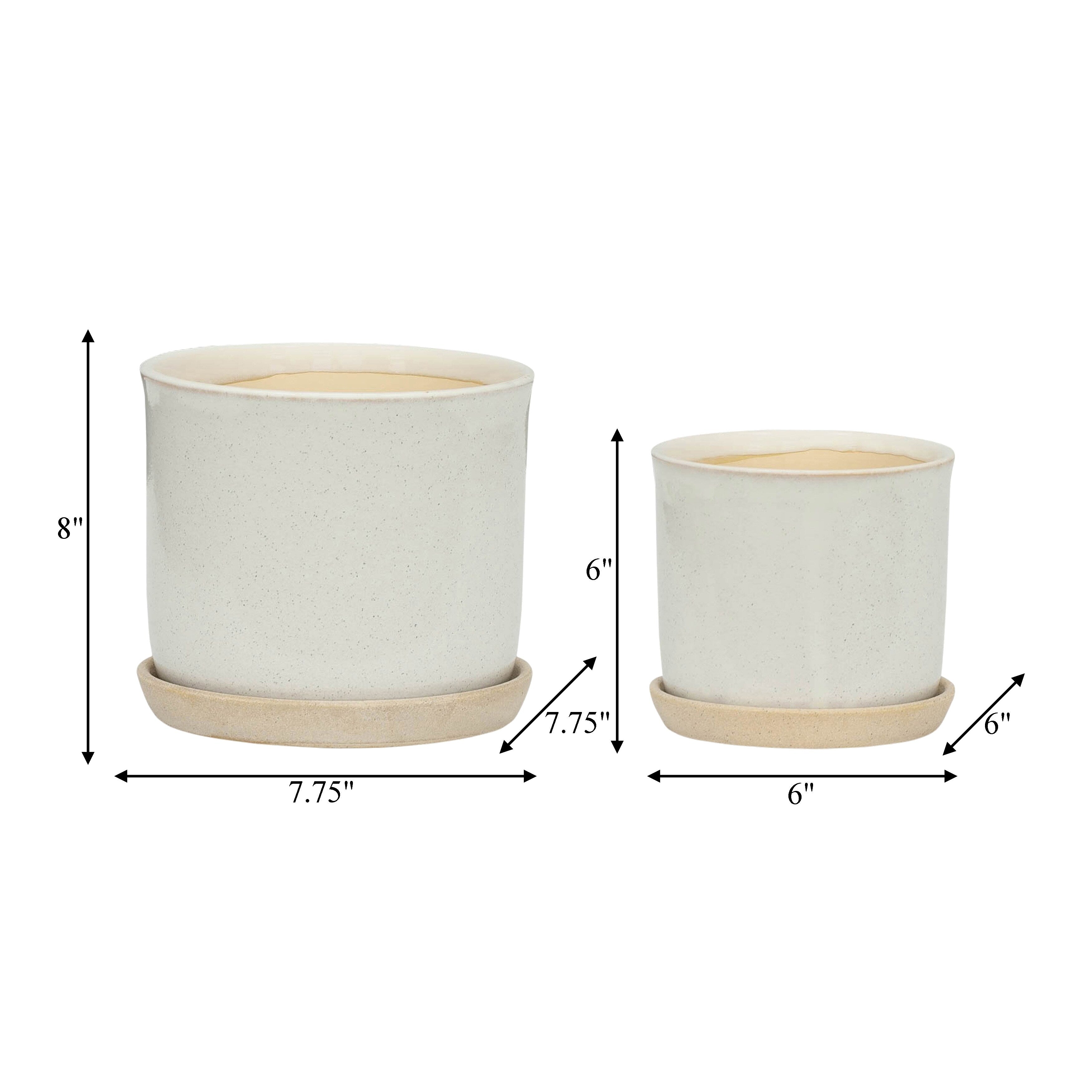 Sagebrook Home Modern Indoor or Outdoor Ceramic Planter Set of 2