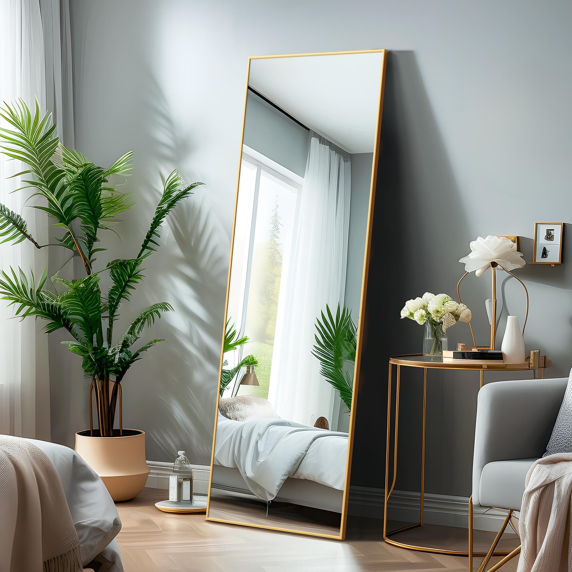 Aluminum Alloy Full-length Hanging, Leaning, or Standing Mirror