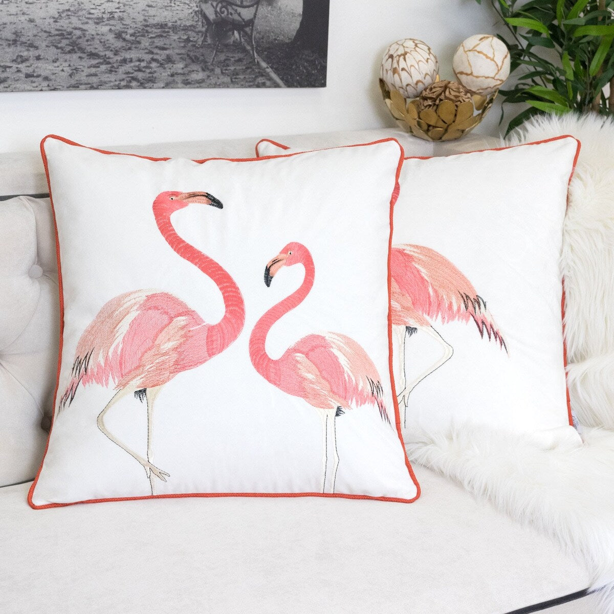 Flamingos 20 Square Decorative Throw Pillow