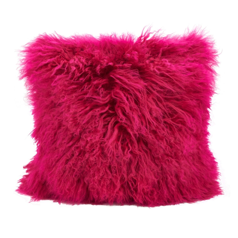 Wool Mongolian Lamb Fur Decorative Throw Pillow