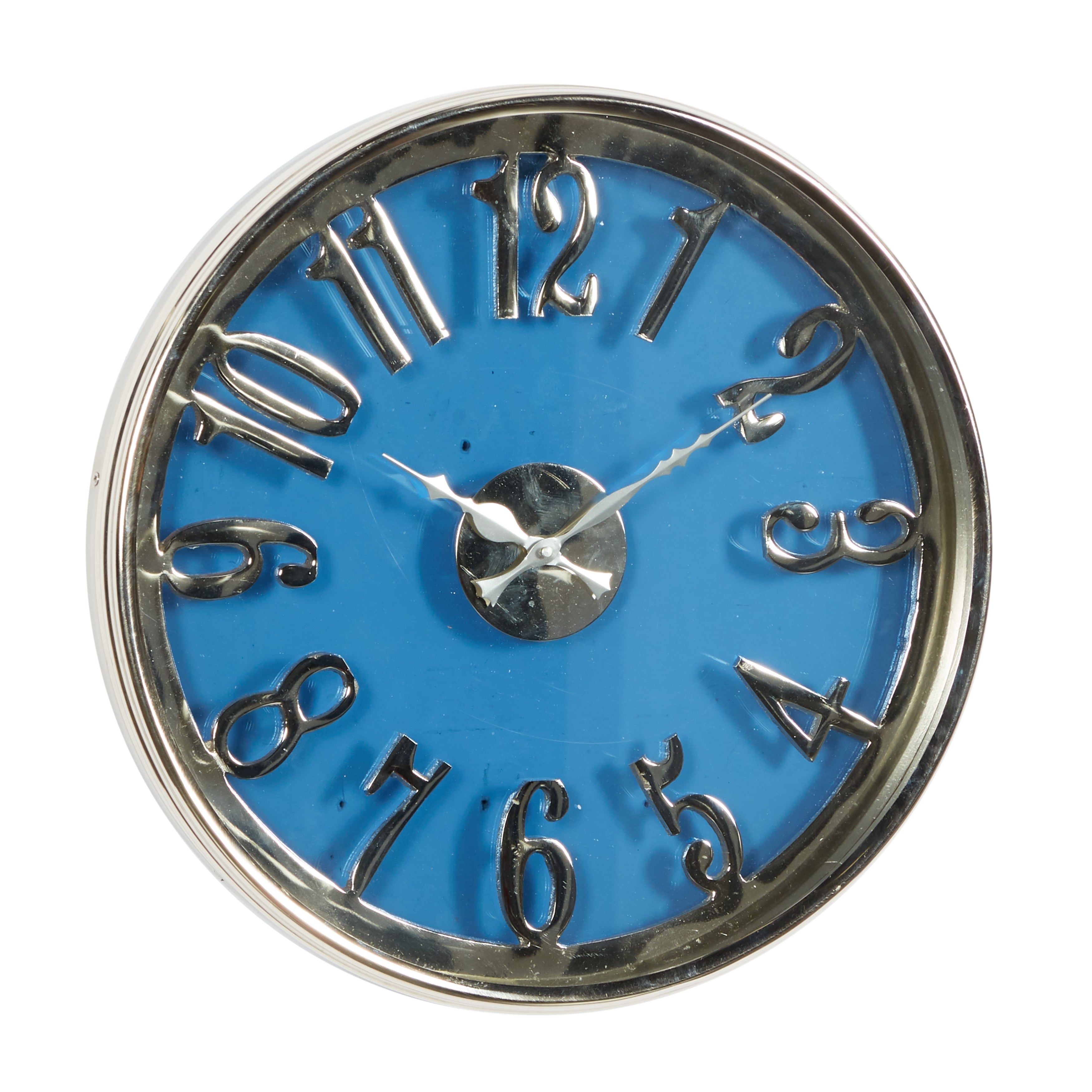 Blue aluminum Contemporary Wall Clock 16 x 16 x 2 - 16 x 2 x 16