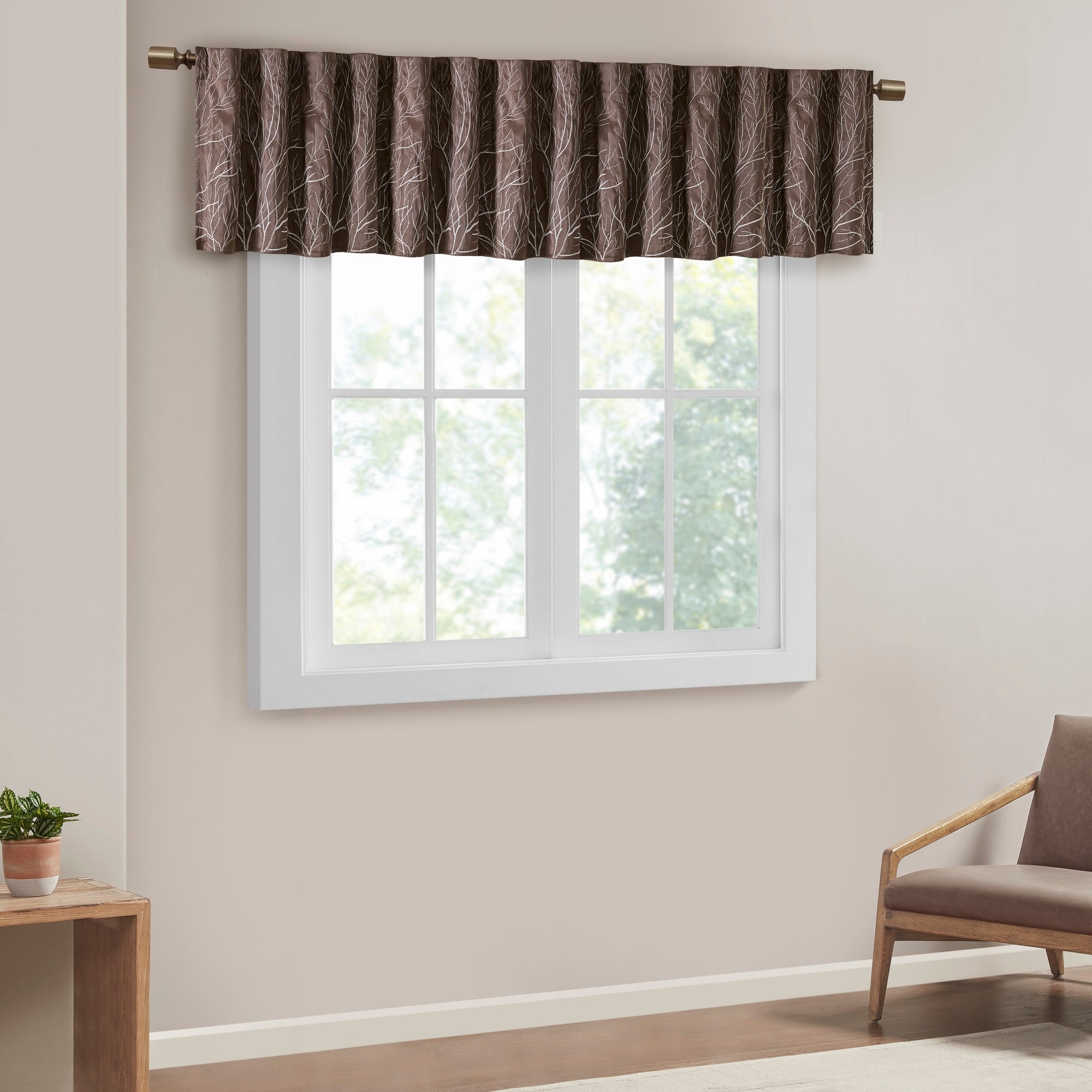 Madison Park Eliza Faux Silk Embroidered Window Valance - 50 x 18