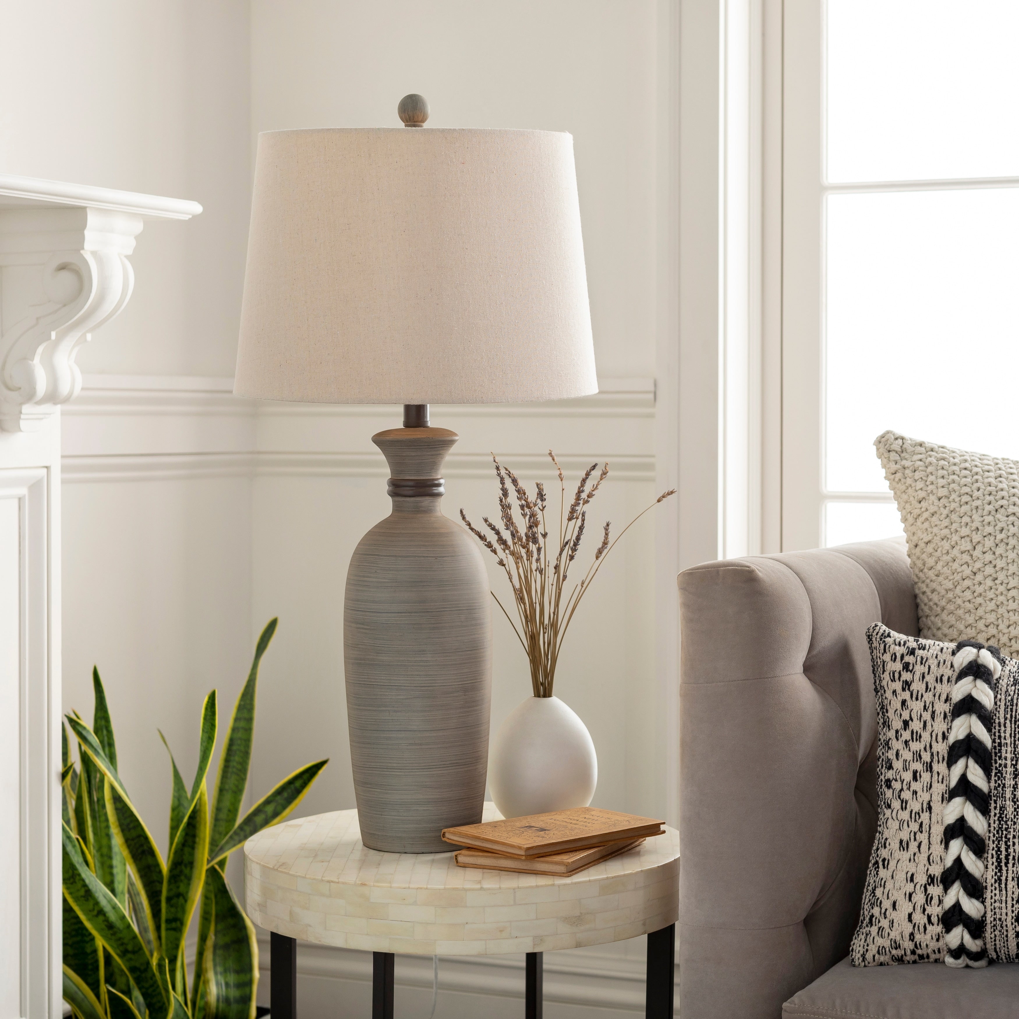 Livabliss Corrine Classic Grey Table Lamp