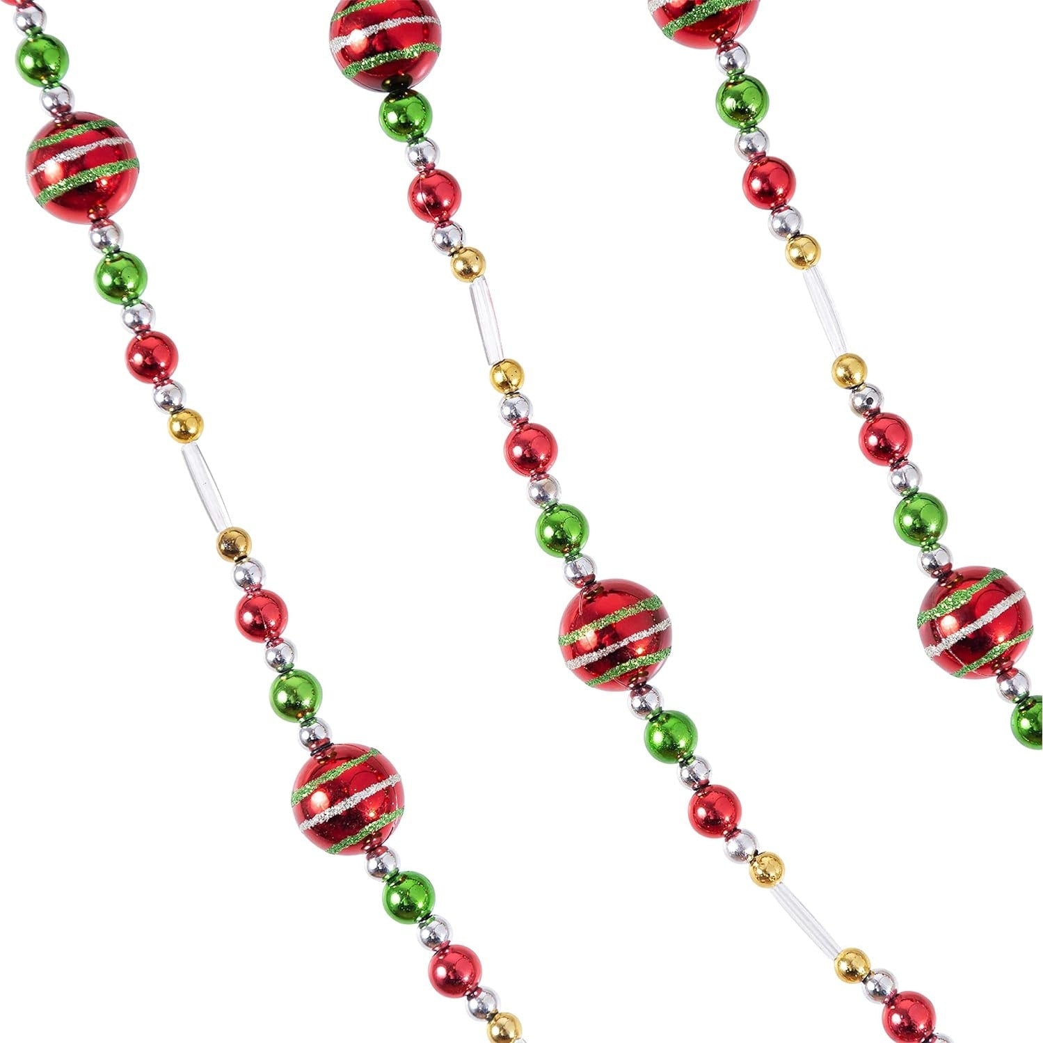 Christmas Acrylic Garland 10 Feet Long Red Green Gold and Silver - Red Green Gold and Silver