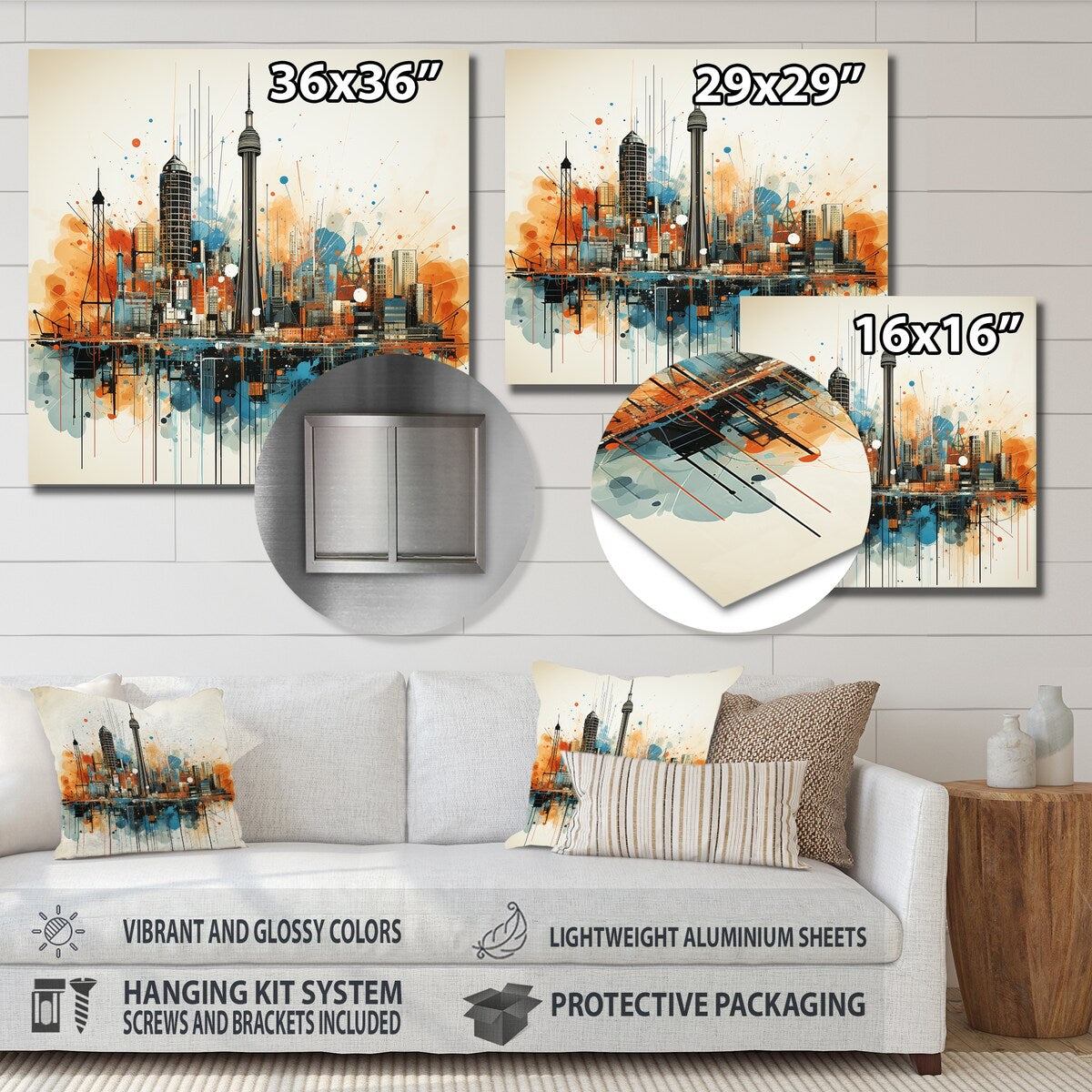 Designart Atlanta Cityscape Sunset III Atlanta Metal Wall Art - Blue Metal Wall Décor Industrial Metal Art Work