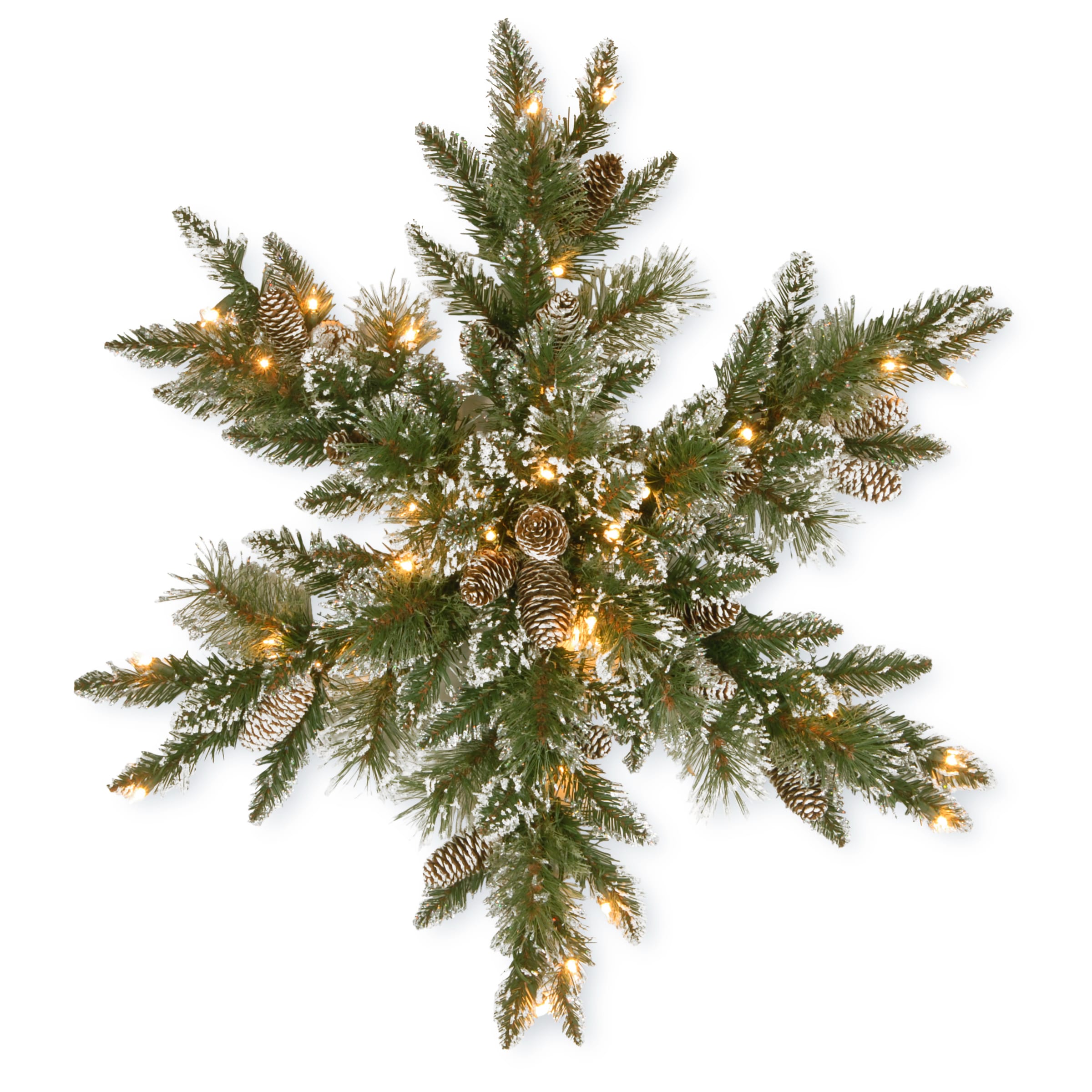 National Tree Company 32 in. Battery-operated Warm White LED Glittery Bristle Pine Snowflake - 32 in