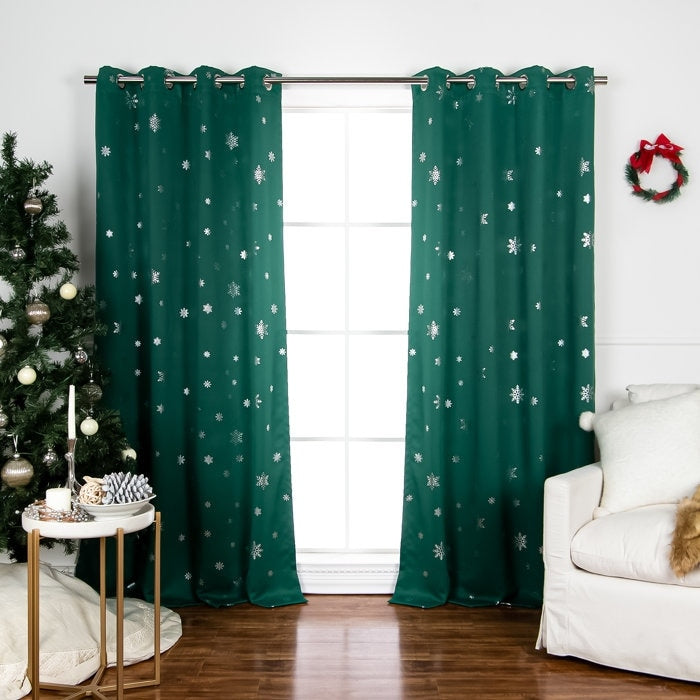 Aurora Home Silver Foil Snowflake Thermal Insulated Blackout Curtains