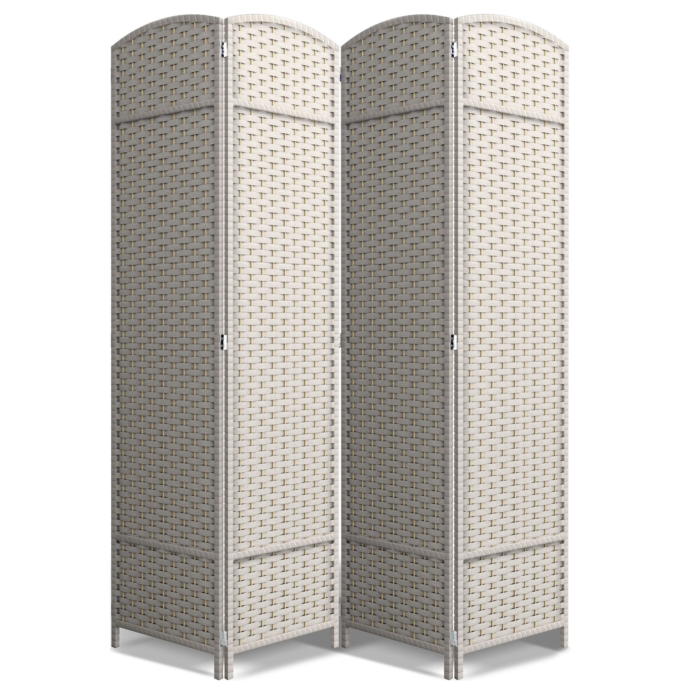 Sorbus 4 Panel Room Divider Tall Privacy Partition Screen Extra Wide Double Hinged Mesh Hand-Woven Folding Wall Divider - 6ft