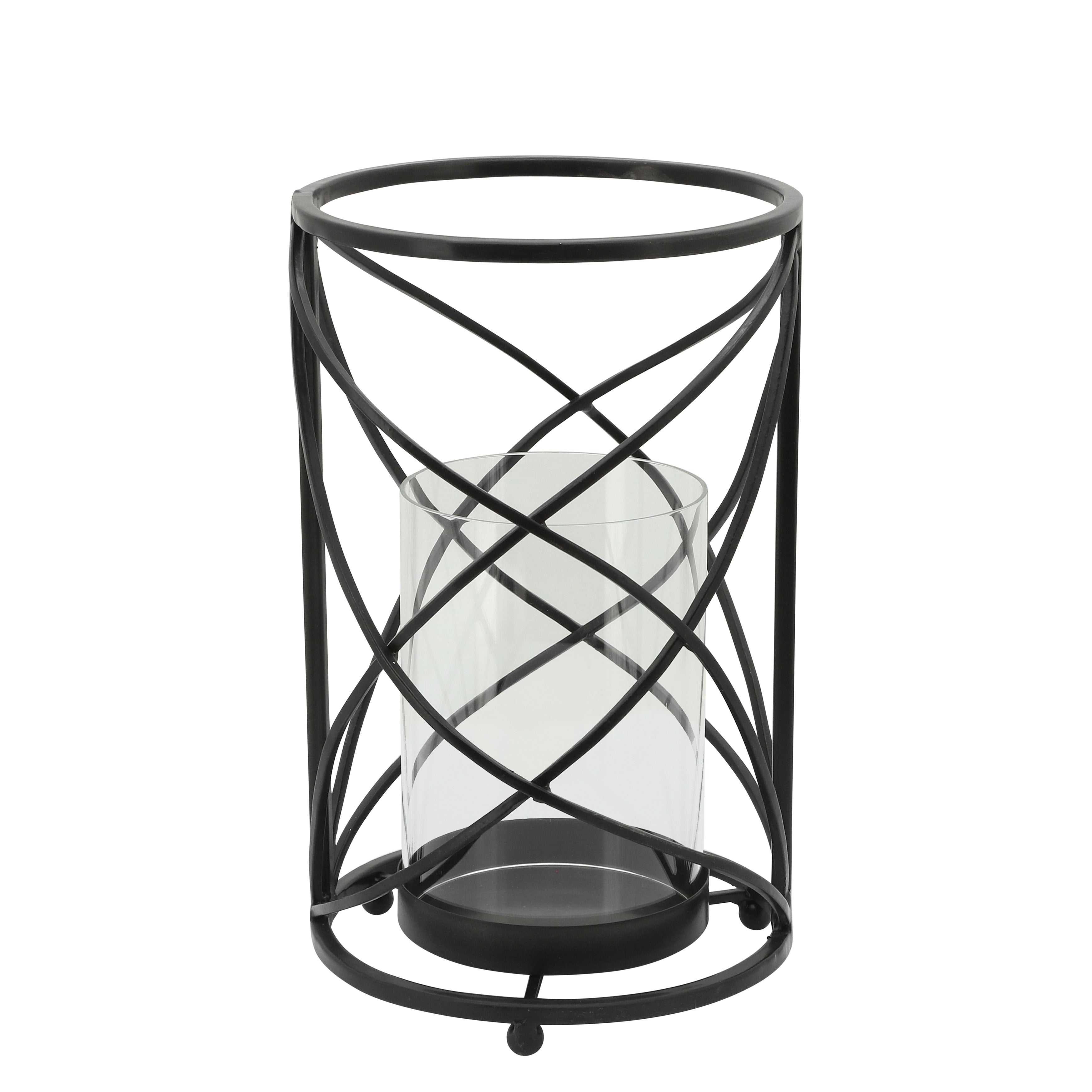 Sagebrook Home Modern Glam Glass and Metal Hurricane Candle Holder