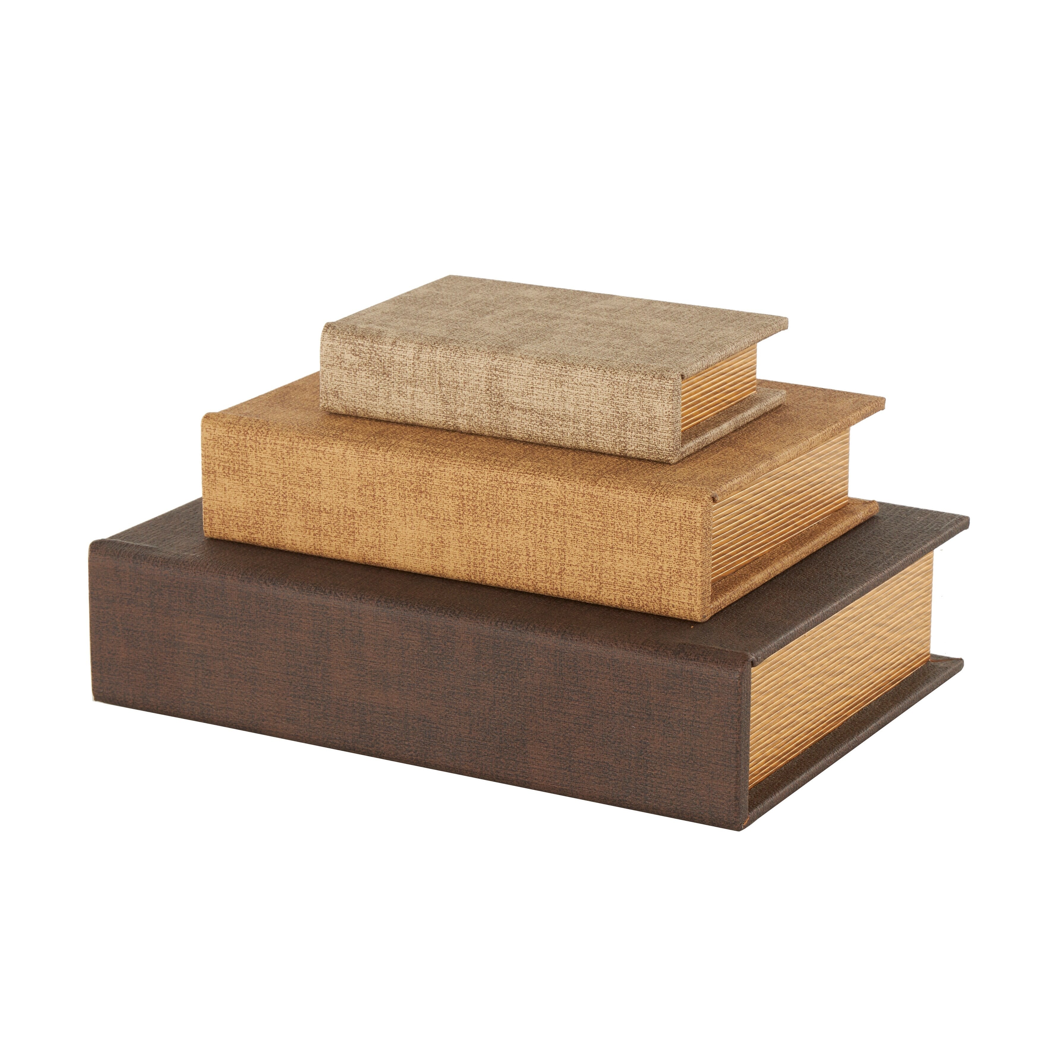Linen Leather or Wooden Fabric Storage Book Decorative Box - Set of 3 or 4 Multi Colored - Roche River Decor