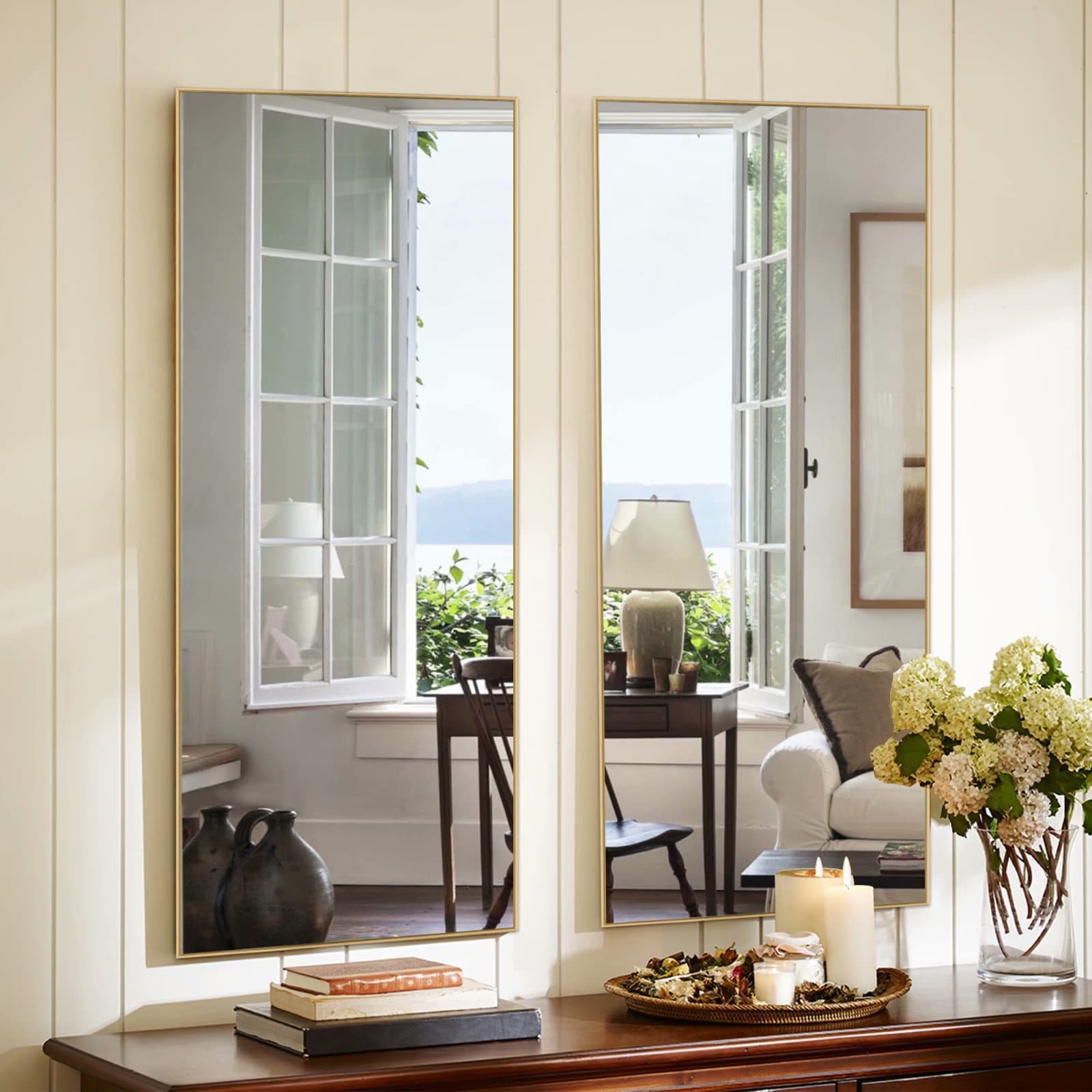 Aluminum Alloy Full-length Hanging, Leaning, or Standing Mirror