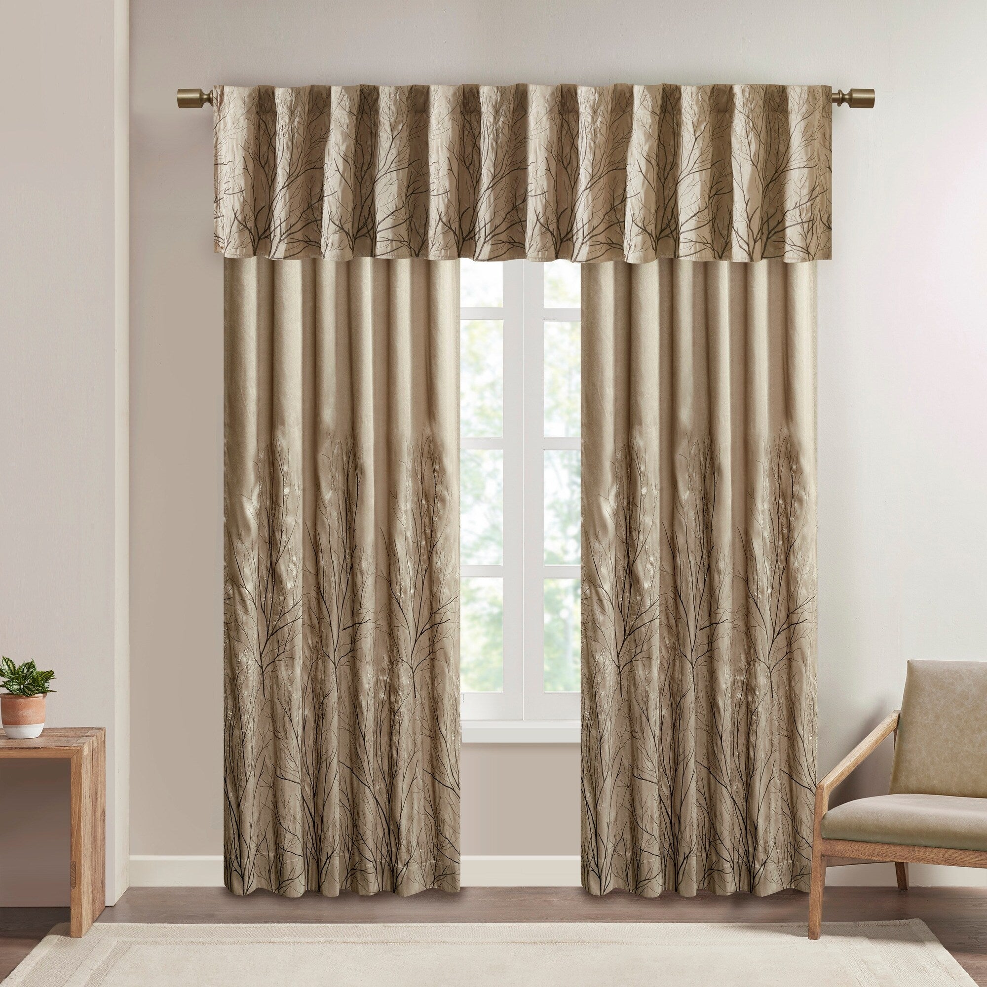 Madison Park Eliza Faux Silk Embroidered Window Valance - 50 x 18